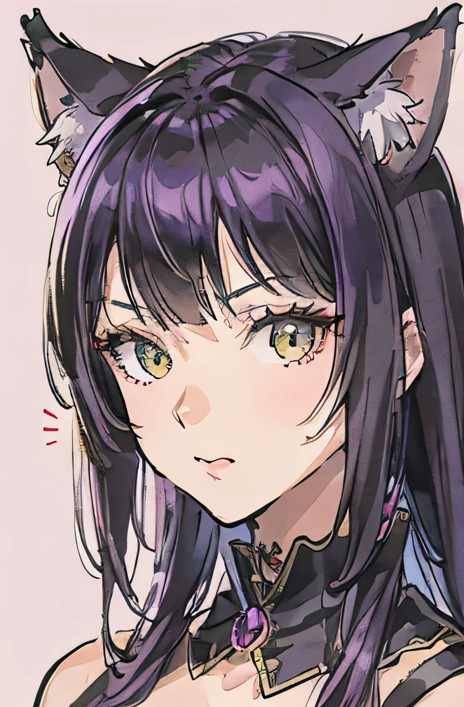 4k,8k.high resolution,high resolution,high quality,Adult women,,Monster Hunter,Purple Hair,Cat ear,Black cat,Gothic Lolita,,,,