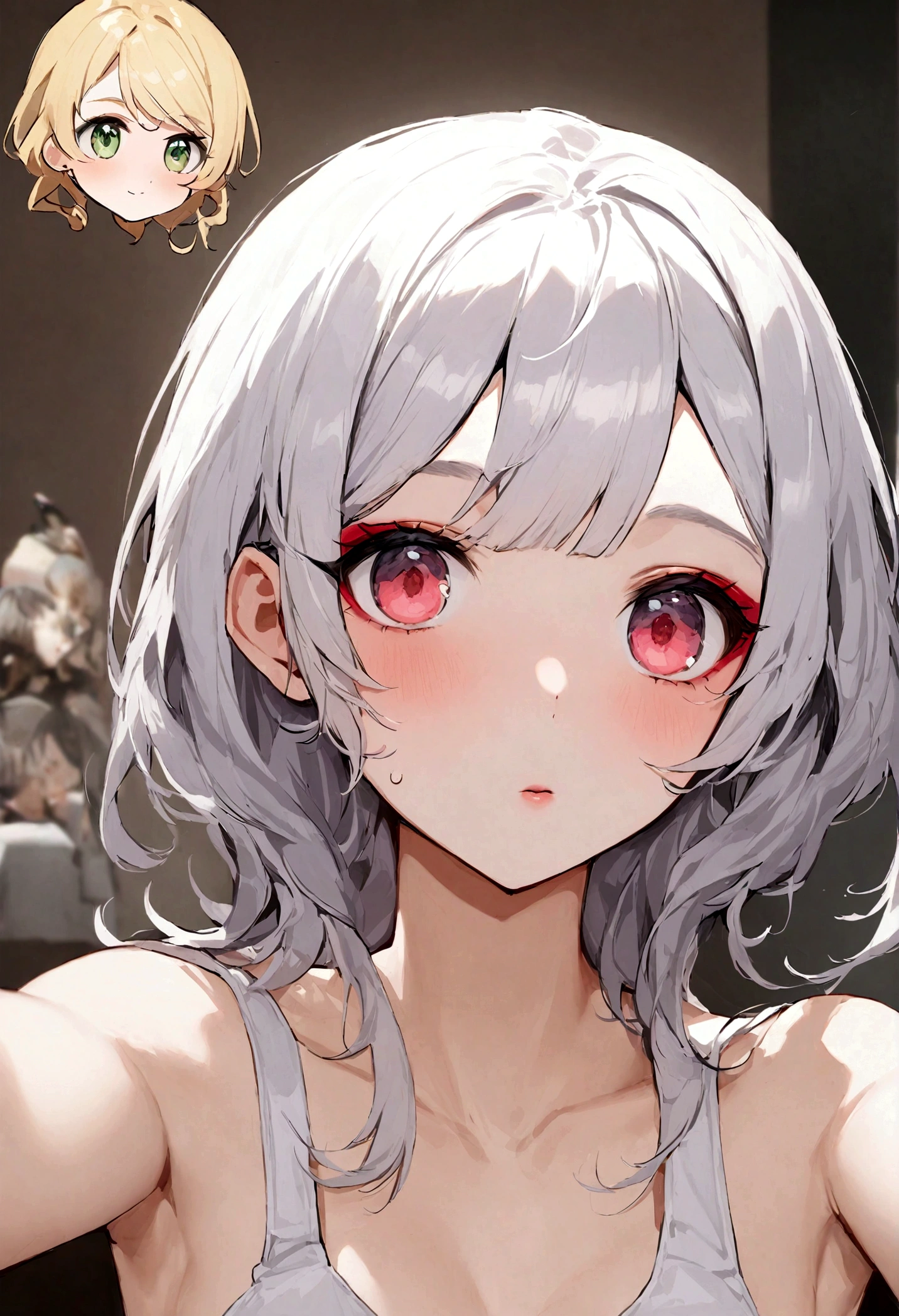 Woman in tank top and matching panties, sexy aux yeux bleus, Portrait de Sophie Mudd, Portrait de Corinna Kopf, cheveux blonds et grands yeux, Selfie d'une jeune femme, Eyes on the Violet Myers Club, Sans maquillage, Maquillage naturel, regarder directement la caméra, Visage avec Artgram, makeup, Superbe photo de tout le corps, no fourth, Fission