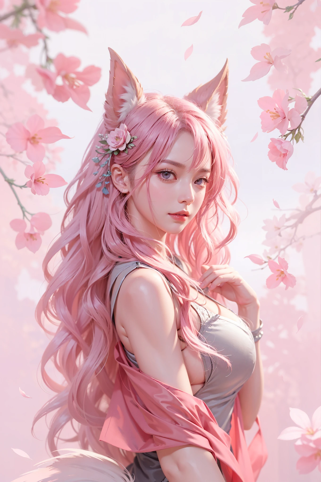 face illuminated,Bright backlight,mediuml breasts,超高分辨率,best qualtiy,photore,4k,(realisticlying:1.2),
1个Giant Breast Girl,adolable,roleplaying,Ahri(league of legend),looking at viewert,(Large breasts:1.3),Nine Tails,Long ears,Green eyes,(longwavy hair:1.2),White and gold tiara,Red and gold cheongsam dress,(thighs high socks:1.3),red high heel pumps,Red and gold bracelet,In the moonlit forest,
