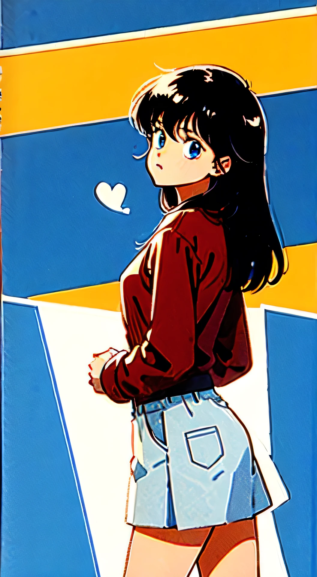 Retro、Girl singing a song、is nervous