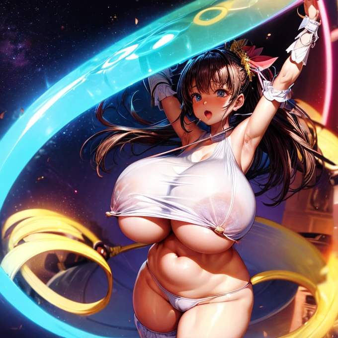 Ultra HD、Ultra high definition、Noise Reduction、perfection、girl、((Hula hoop、腰にHula hoop))、Tight crop top、Nipple Puffs、Hard erect large nipples、Underboob、Breast bags、Nipple Puffs、Camel Toe、Giant tit、Nipple Puffs、Cleavage、Plump、Super big breasts、Super big butt、Cowboy Shot、performer