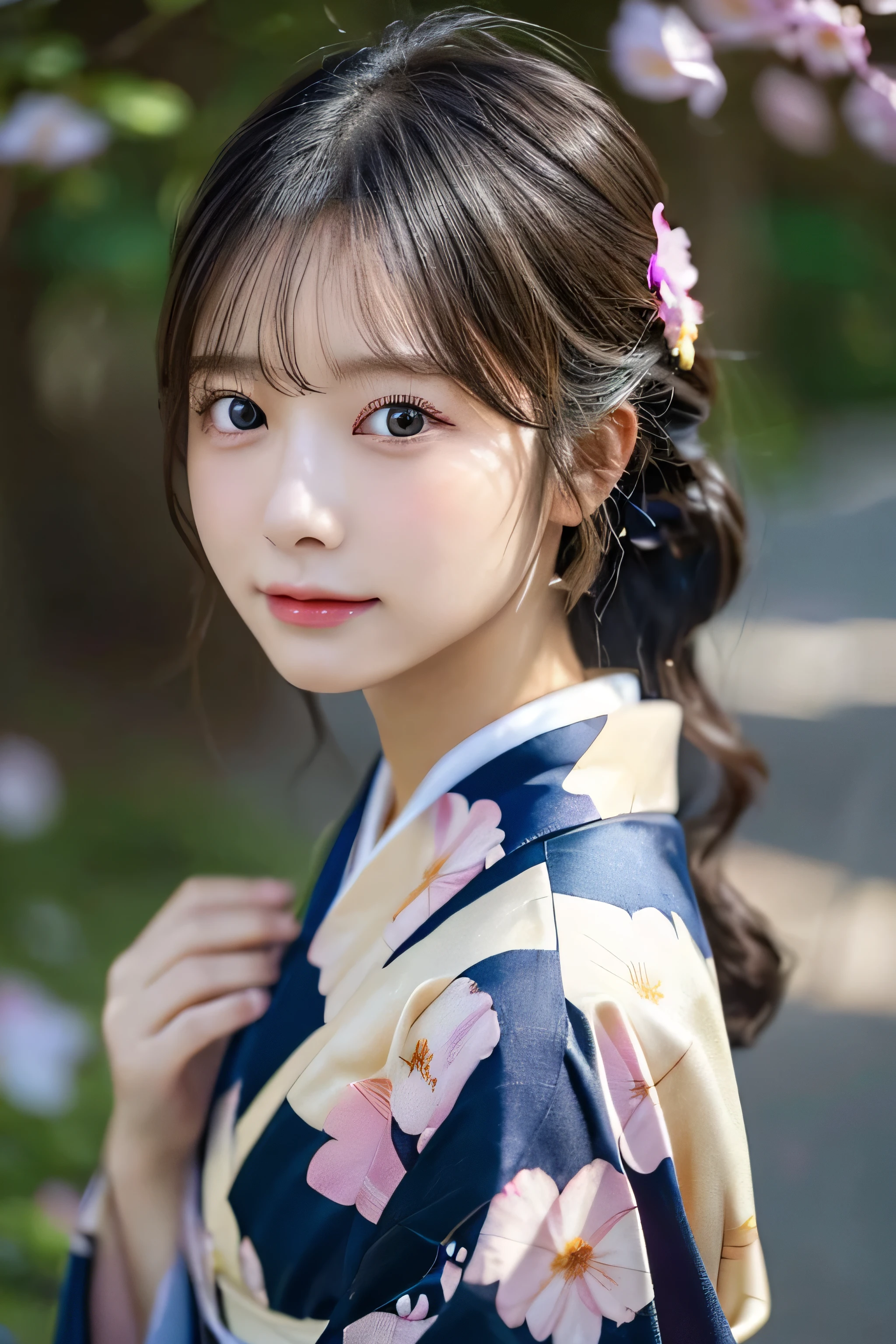 (Kimono)、Random Shots、、、randome pose、(Petals flutter:1.3)、(Wind:1.3)、(top-quality,​masterpiece:1.3,超A high resolution,),(ultra-detailliert,Caustics),(Photorealsitic:1.4,RAW shooting,)Ultra-realistic capture,A highly detailed,high-definition16Kfor human skin、 Skin texture is natural、、The skin looks healthy with an even tone、 Use natural light and color,One Woman,japanes,,kawaii,A dark-haired,Middle hair,(depth of fields、chromatic abberation、、Wide range of lighting、Natural Shading、)、