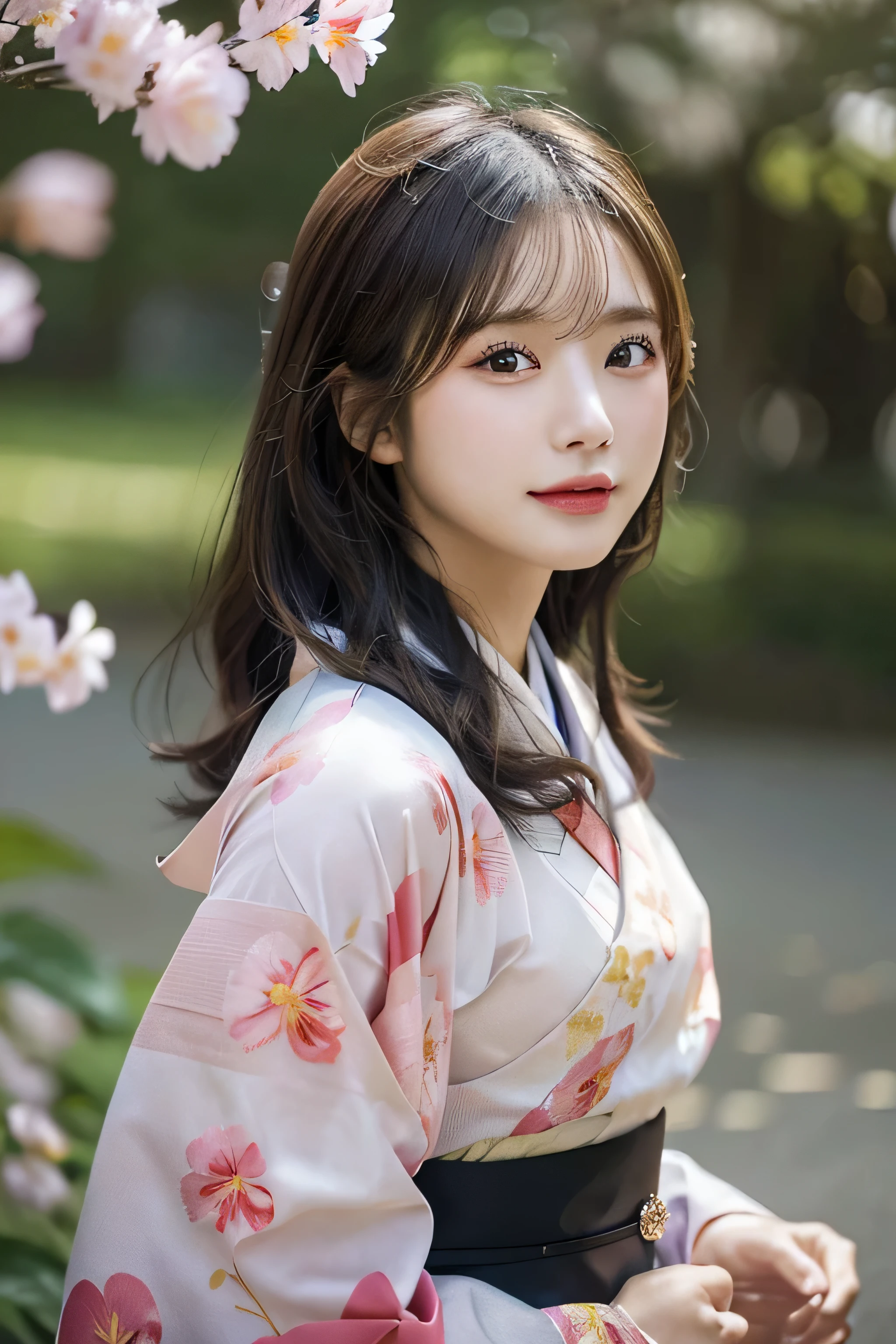 (Kimono)、Random Shots、、、randome pose、(Petals flutter:1.3)、(Wind:1.3)、(top-quality,masterpiece:1.3,超A high resolution,),(ultra-detailliert,Caustics),(Photorealsitic:1.4,RAW shooting,)Ultra-realistic capture,A highly detailed,high-definition16Kfor human skin、 Skin texture is natural、、The skin looks healthy with an even tone、 Use natural light and color,One Woman,japanes,,kawaii,A dark-haired,Middle hair,(depth of fields、chromatic abberation、、Wide range of lighting、Natural Shading、)、