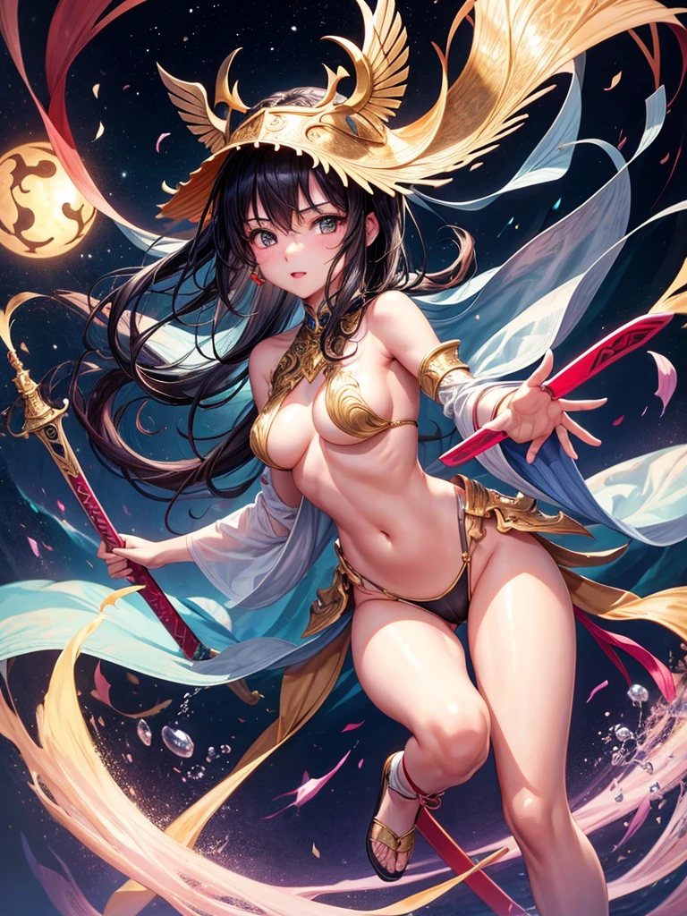 Beautiful Asian girl, 18 years old, Naked knight girls, sexy lady, medium breasts, camel toe, long sword,