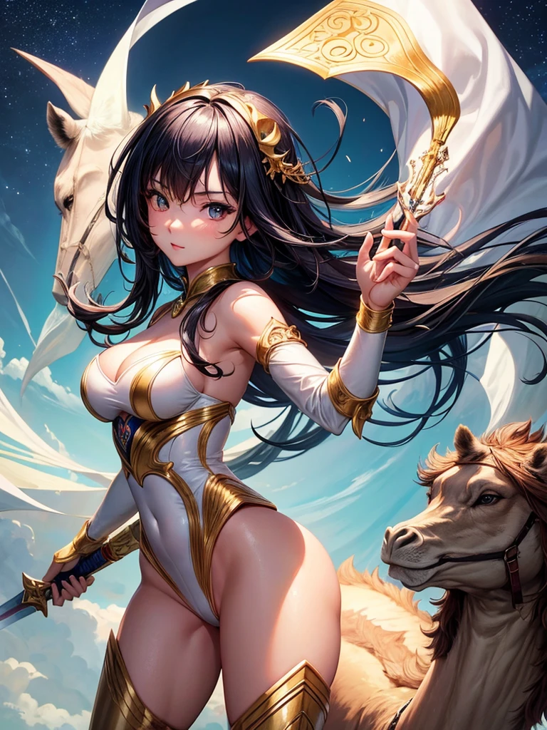 Beautiful Asian girl, 18 years old, Naked knight girls, sexy lady, medium breasts, camel toe, long sword,
