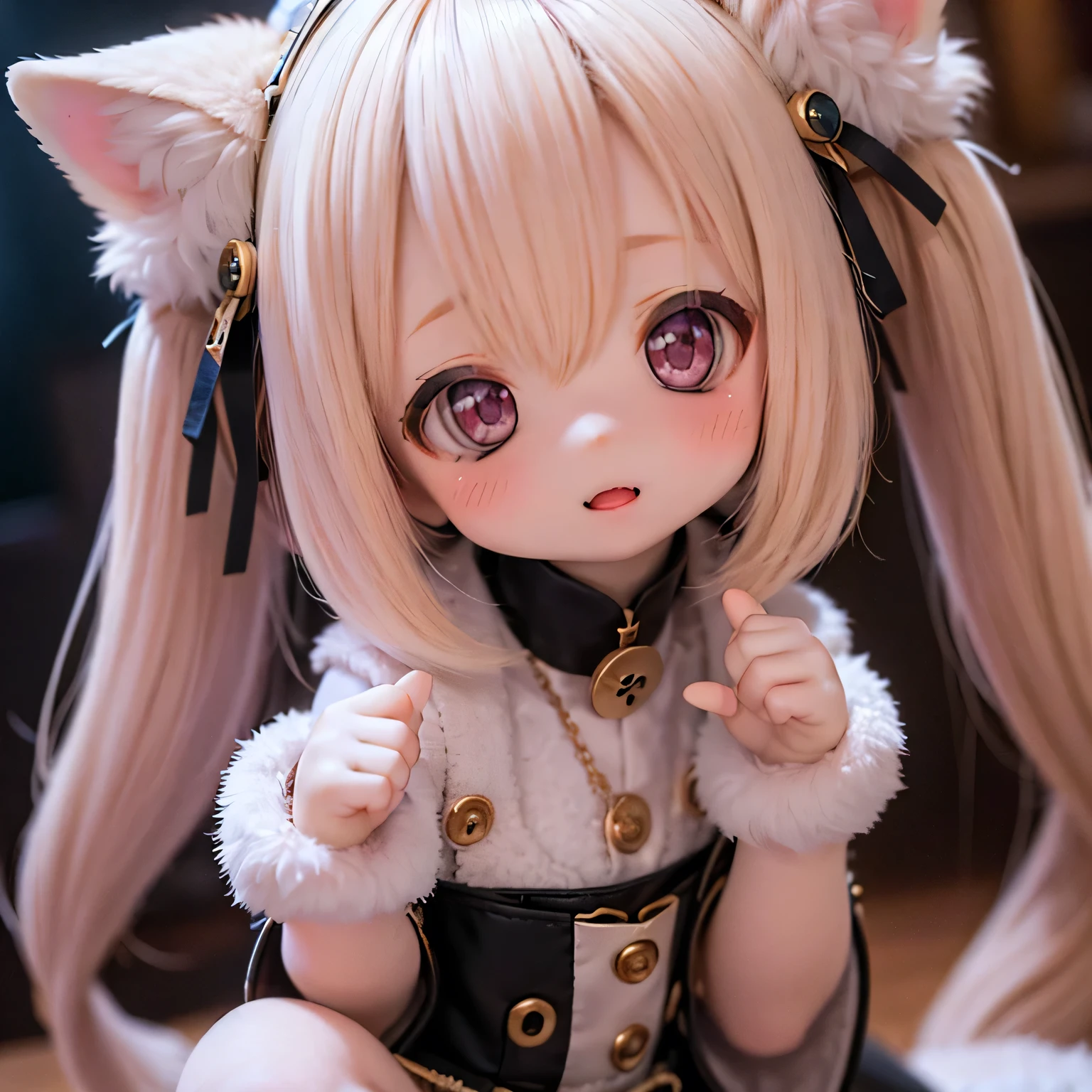 (beautiful, Fine grain:1.1, Cute Button Nose, small pink lips), Fluffy fur, Playful pose, Vibrant colors, Soft lighting, Fun atmosphere, High-definition masterpiece:1.2, shiba inu girls, Chibi Style