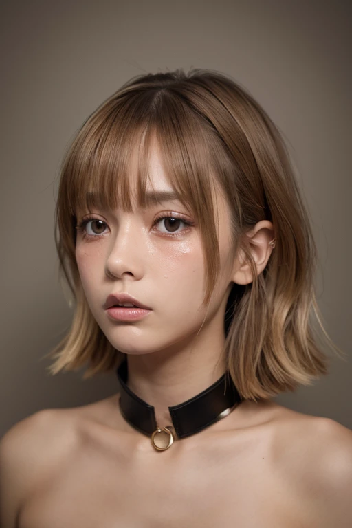Wearing a collar Mugshot Crying beauty naked