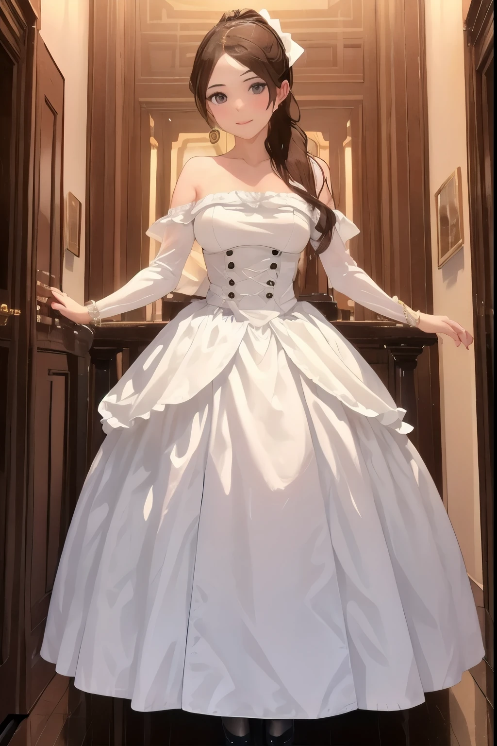 (masterpiece, highest quality), One girl, dress, Sleek High Ponytail, Large Breasts, whole body