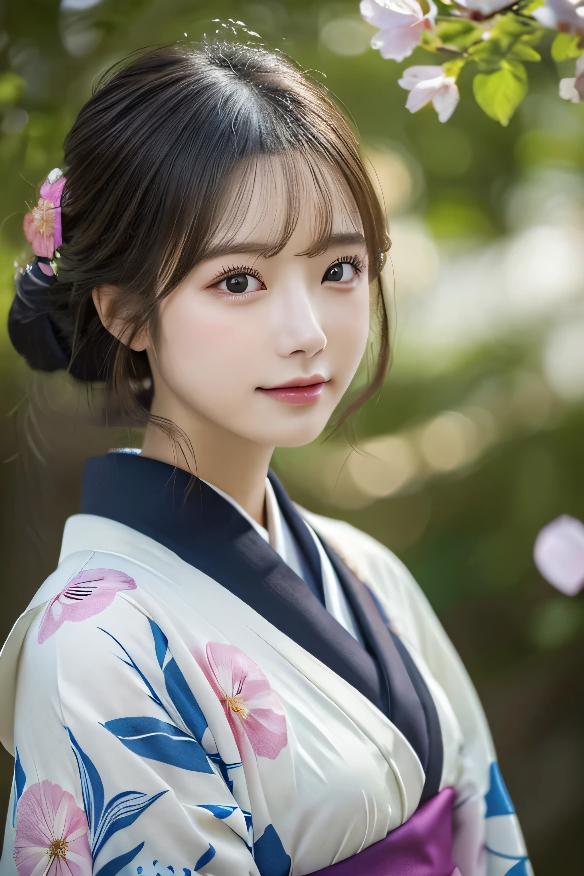 (Kimono)、Random Shots、、、randome pose、(Petals flutter:1.3)、(Wind:1.3)、(top-quality,masterpiece:1.3,超A high resolution,),(ultra-detailliert,Caustics),(Photorealsitic:1.4,RAW shooting,)Ultra-realistic capture,A highly detailed,high-definition16Kfor human skin、 Skin texture is natural、、The skin looks healthy with an even tone、 Use natural light and color,One Woman,japanes,,kawaii,A dark-haired,Middle hair,(depth of fields、chromatic abberation、、Wide range of lighting、Natural Shading、)、