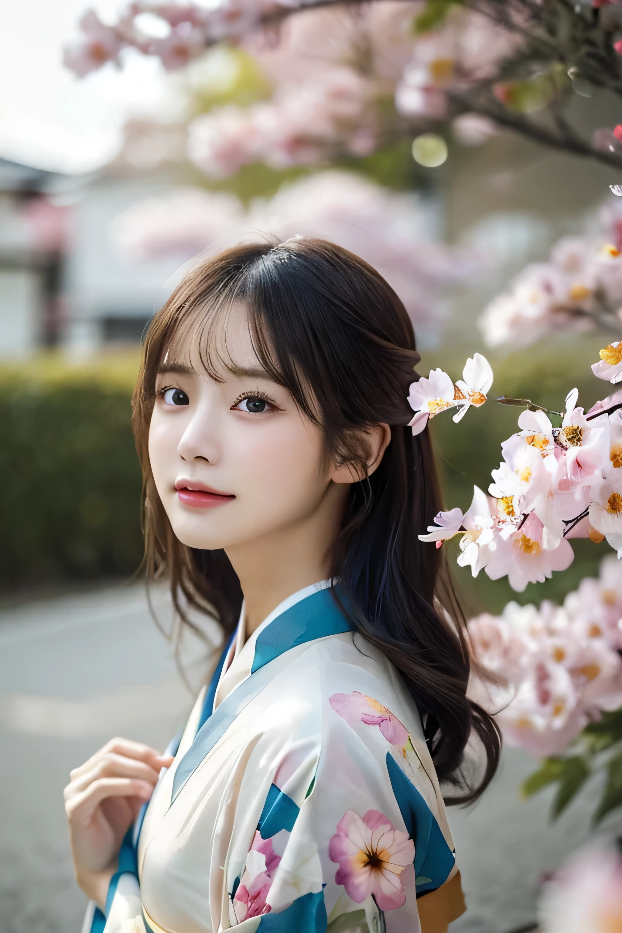 (Kimono)、Random Shots、、、randome pose、(Petals flutter:1.3)、(Wind:1.3)、(top-quality,masterpiece:1.3,超A high resolution,),(ultra-detailliert,Caustics),(Photorealsitic:1.4,RAW shooting,)Ultra-realistic capture,A highly detailed,high-definition16Kfor human skin、 Skin texture is natural、、The skin looks healthy with an even tone、 Use natural light and color,One Woman,japanes,,kawaii,A dark-haired,Middle hair,(depth of fields、chromatic abberation、、Wide range of lighting、Natural Shading、)、