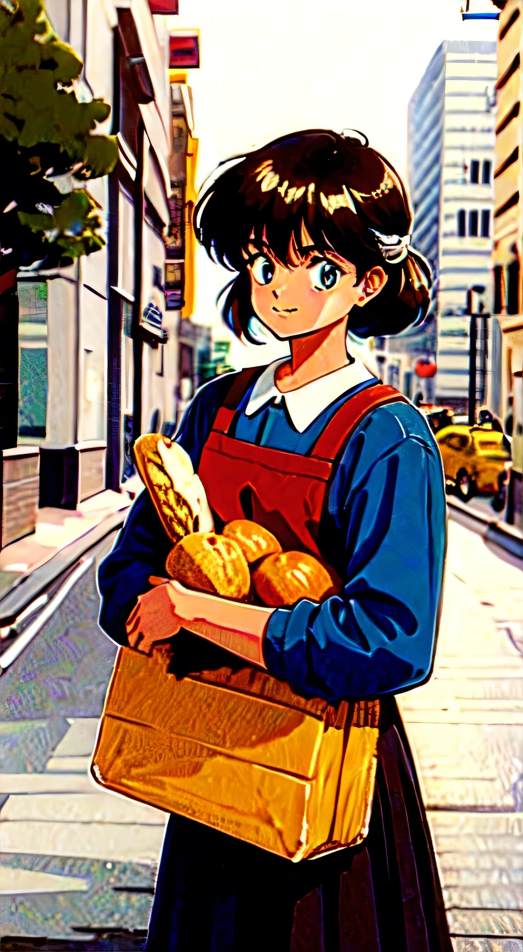 Retro、Girl holding bread