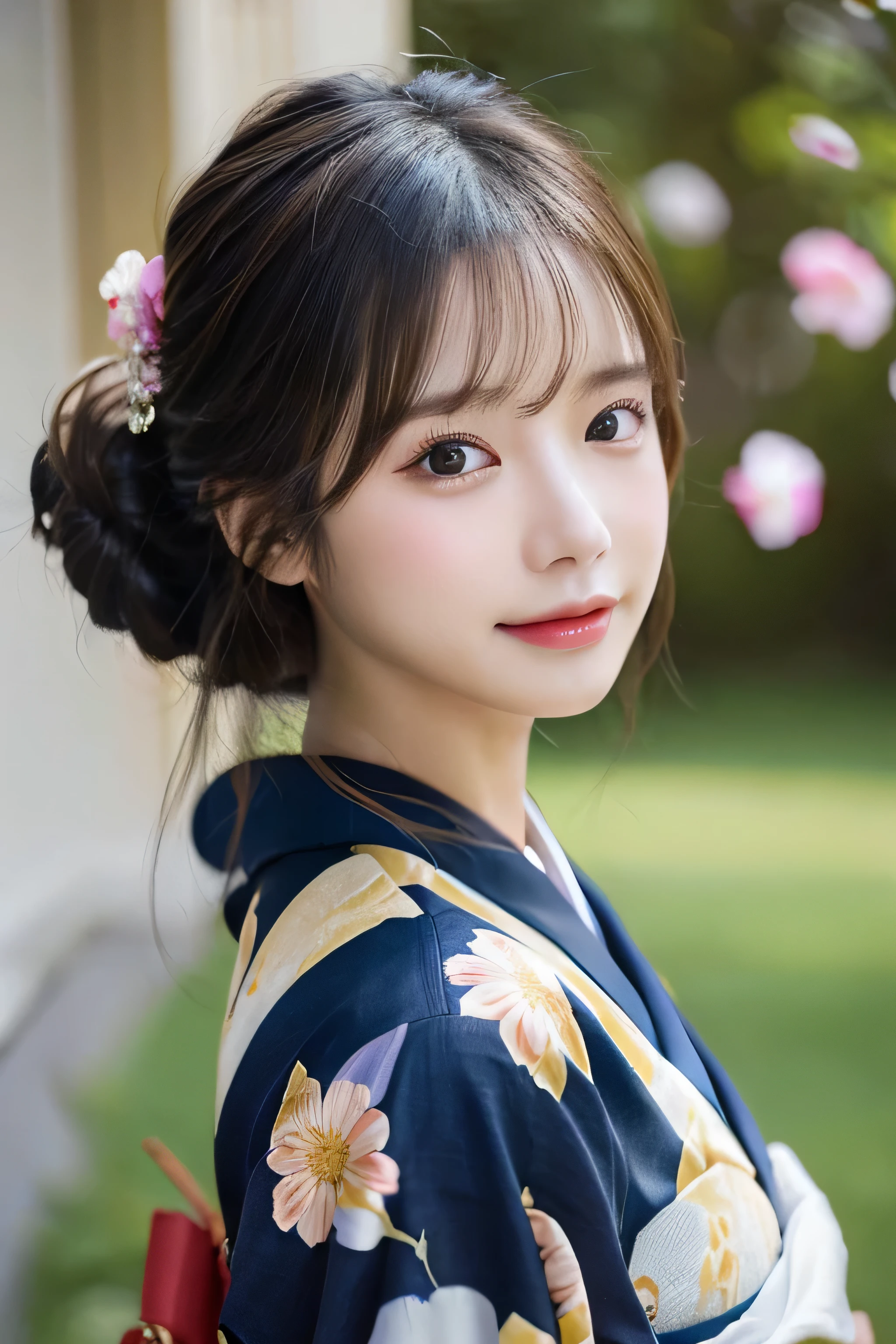(Kimono)、Random Shots、、、randome pose、(Petals flutter:1.3)、(Wind:1.3)、(top-quality,masterpiece:1.3,超A high resolution,),(ultra-detailliert,Caustics),(Photorealsitic:1.4,RAW shooting,)Ultra-realistic capture,A highly detailed,high-definition16Kfor human skin、 Skin texture is natural、、The skin looks healthy with an even tone、 Use natural light and color,One Woman,japanes,,kawaii,A dark-haired,Middle hair,(depth of fields、chromatic abberation、、Wide range of lighting、Natural Shading、)、