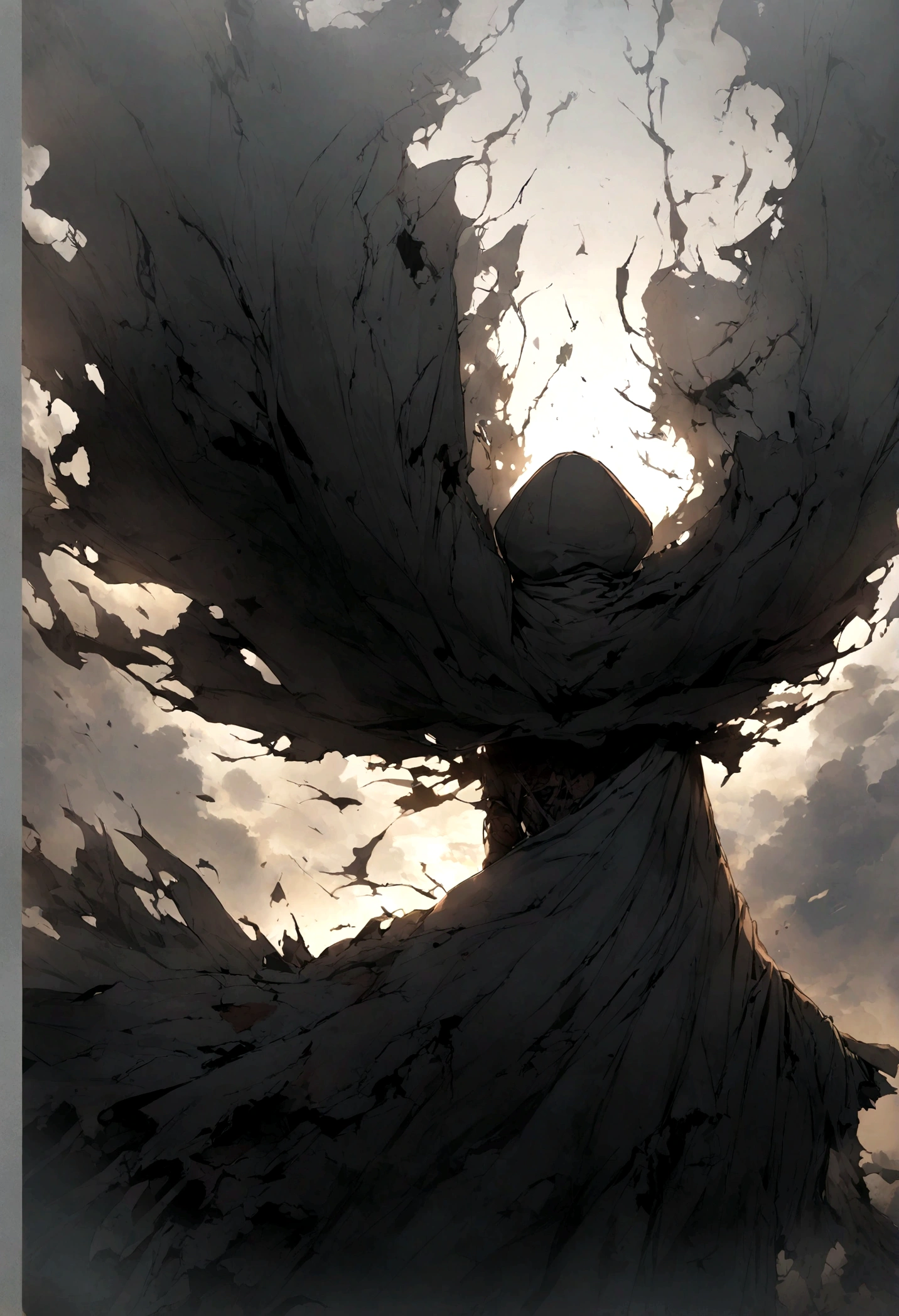 Floating cloak,damaged,back,hood,Q version