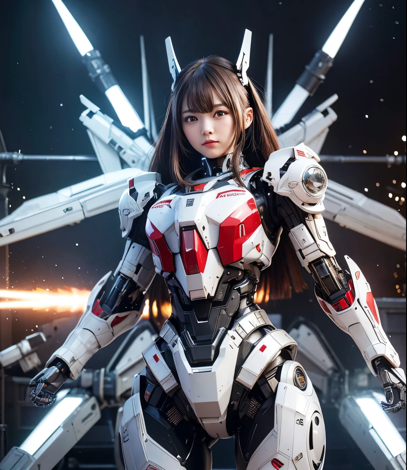 Super detailed, advanced details, high quality, High resolution, 1080p, hard disk, beautiful,(war machine),Armor War,(Rocket Missile)Capture the big picture,beautiful,Mecha cyborg girl,battle mode,Mecha body girl,She is wearing a futuristic war machine weapon mecha