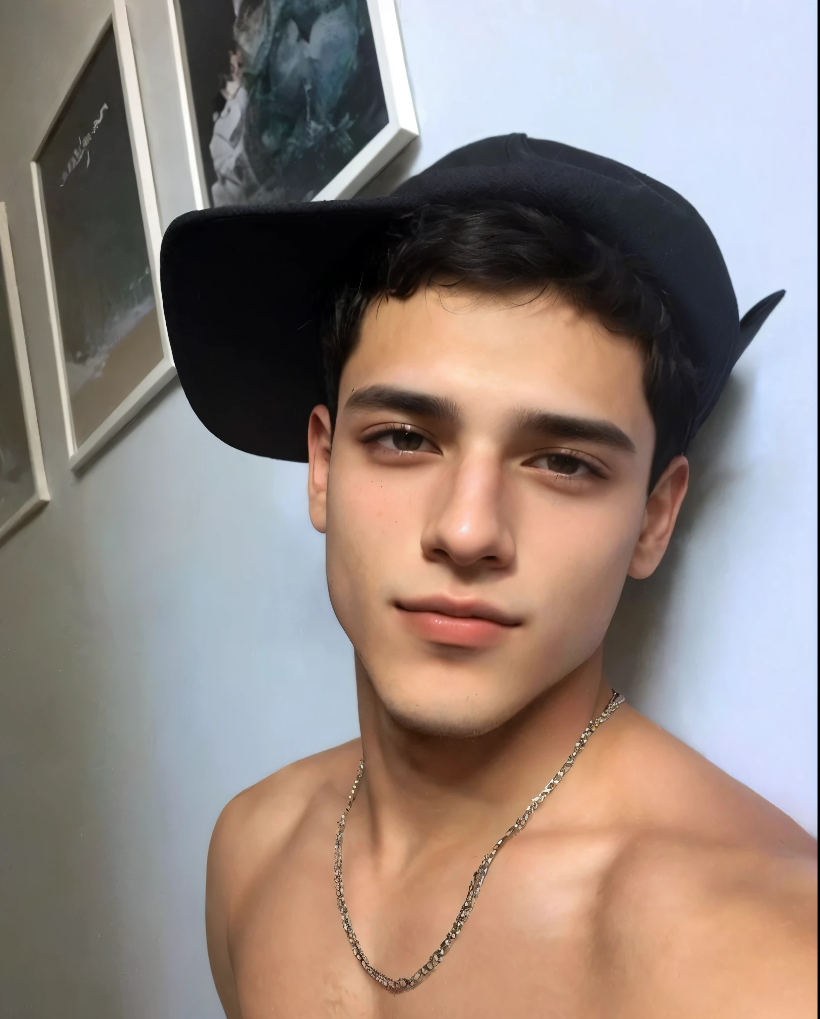 arafed man with a hat and no shirt posing for a picture, 18 anos de idade, 1 6 anos, caio santos, cerca de 19 anos, jovem bonito, jovem, tommy 1 6 anos, headshot imagem de perfilture, jovem grego, imagem de perfil, 21 anos de idade, rosto perfeito e , 22 anos de idade, jungkook, Korean face