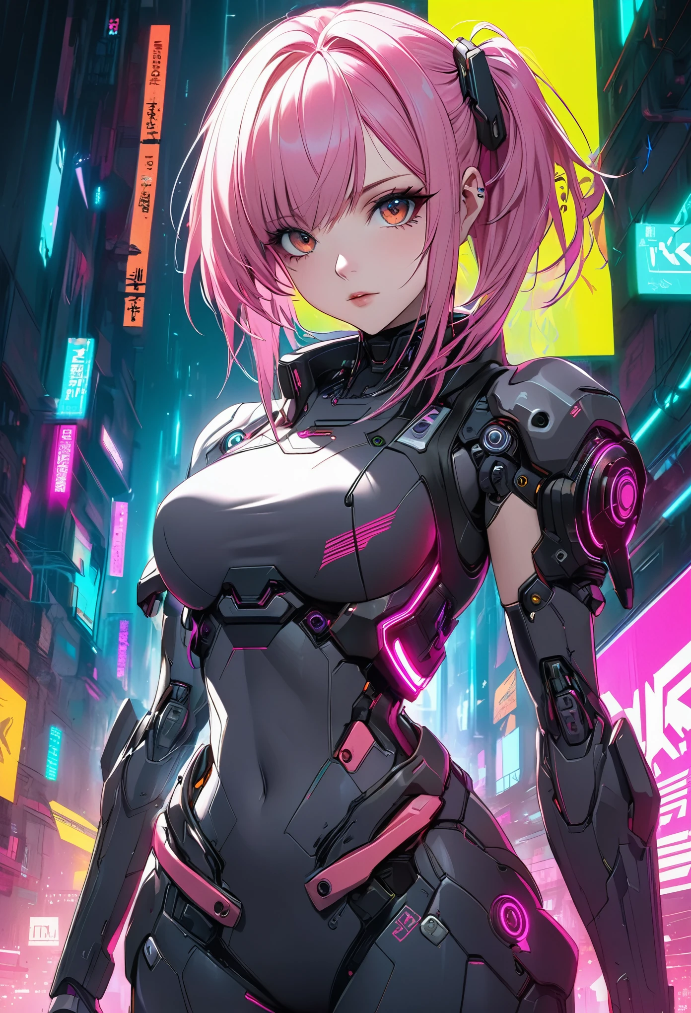 Pink haired anime girl in front of a neon background, cyberpunk anime girl, best anime 4k konachan wallpaper, digital cyberpunk anime art, anime cyberpunk art, digital cyberpunk - anime art, female cyberpunk anime girl, cyberpunk anime girl mech, anime style 4 k, perfect android girl, cyberpunk anime art, modern cyberpunk anime, anime cyberpunk, nightcore