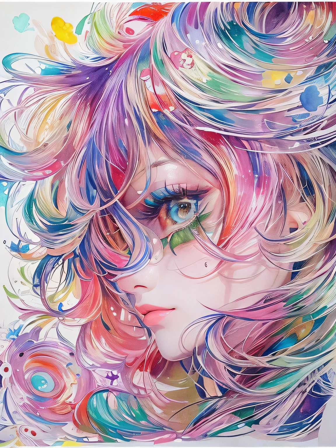 Mai Yoneyama Style、(((stylish fashion))), 8K Quality、Intense watercolor, Detailed watercolor art, Watercolor splash, Surreal, avant-garde pop art, Beautiful and expressive paintings, Beautiful artwork illustration, Very colorful tones, wonderful, Cool beauty, highest quality、Official Art, Vector art, Stylish design, (((The most beautiful girl))), (((highest quality))), HDR, ((detailed)), (((Doodle Art)), ((masterpiece)), ((Super detailed)),  (((Stylish))),