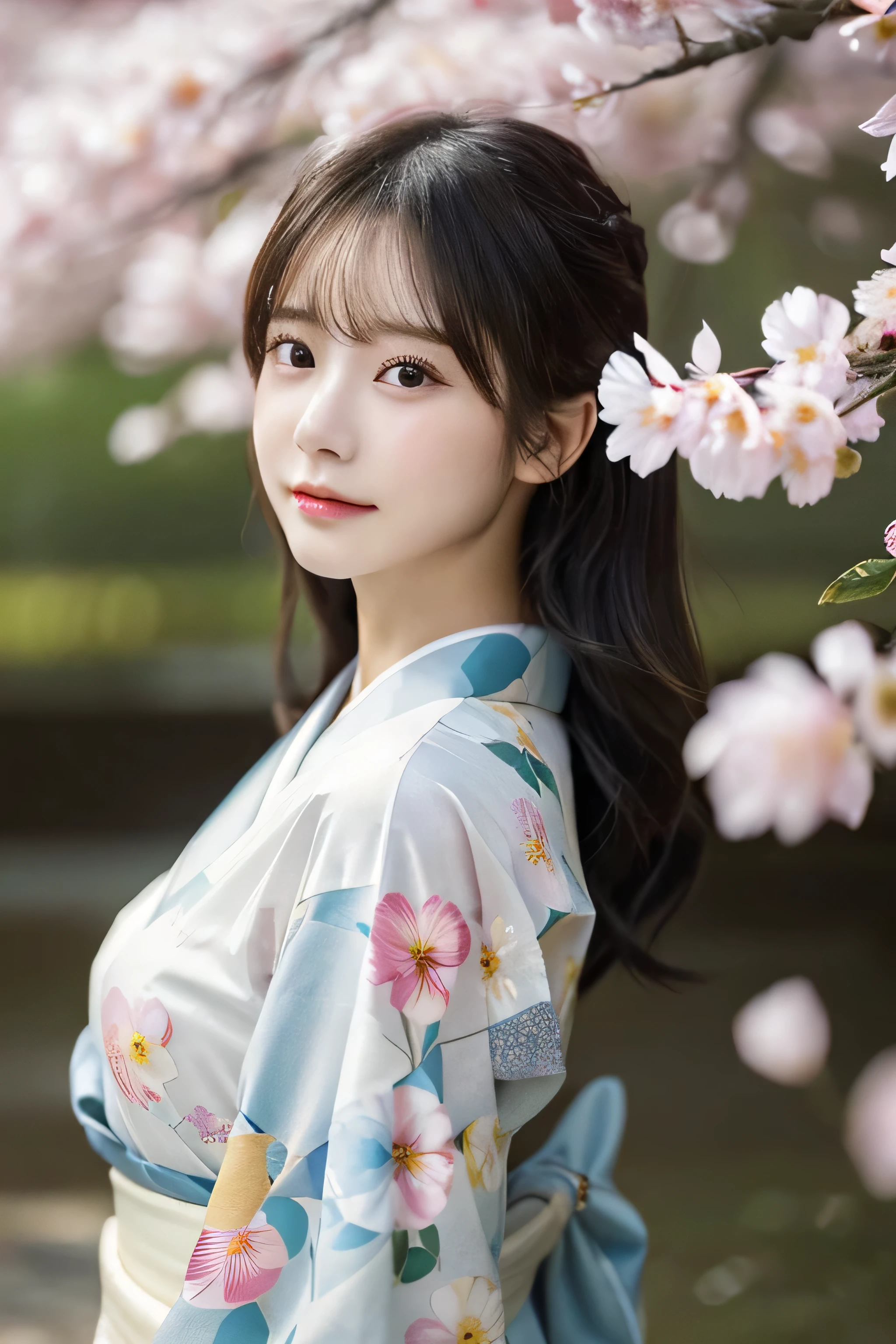 (Kimono)、Random Shots、、、randome pose、(Petals flutter:1.3)、(Wind:1.3)、(top-quality,masterpiece:1.3,超A high resolution,),(ultra-detailliert,Caustics),(Photorealsitic:1.4,RAW shooting,)Ultra-realistic capture,A highly detailed,high-definition16Kfor human skin、 Skin texture is natural、、The skin looks healthy with an even tone、 Use natural light and color,One Woman,japanes,,kawaii,A dark-haired,Middle hair,(depth of fields、chromatic abberation、、Wide range of lighting、Natural Shading、)、