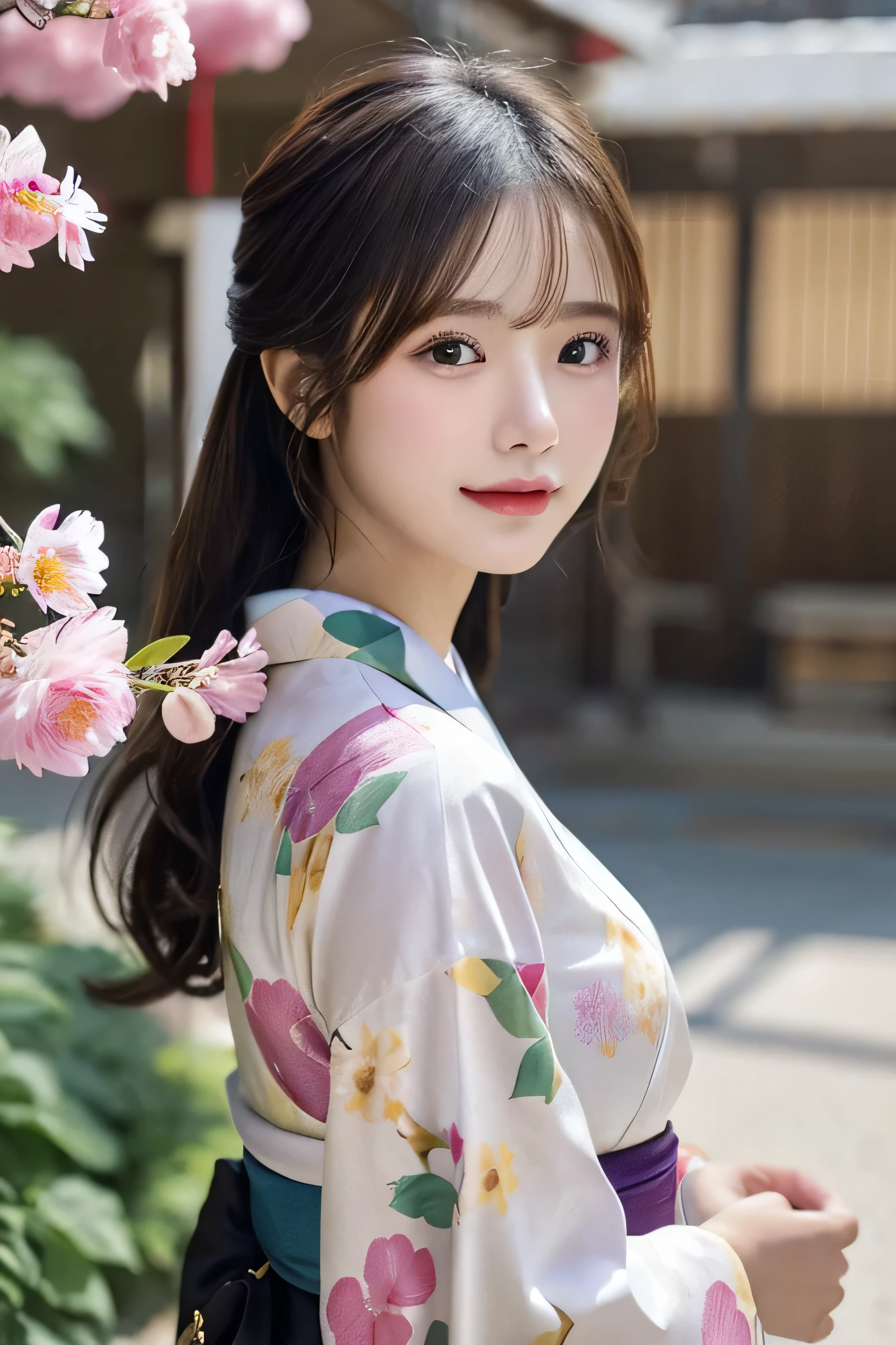 (Kimono)、Random Shots、、、randome pose、(Petals flutter:1.3)、(Wind:1.3)、(top-quality,​masterpiece:1.3,超A high resolution,),(ultra-detailliert,Caustics),(Photorealsitic:1.4,RAW shooting,)Ultra-realistic capture,A highly detailed,high-definition16Kfor human skin、 Skin texture is natural、、The skin looks healthy with an even tone、 Use natural light and color,One Woman,japanes,,kawaii,A dark-haired,Middle hair,(depth of fields、chromatic abberation、、Wide range of lighting、Natural Shading、)、