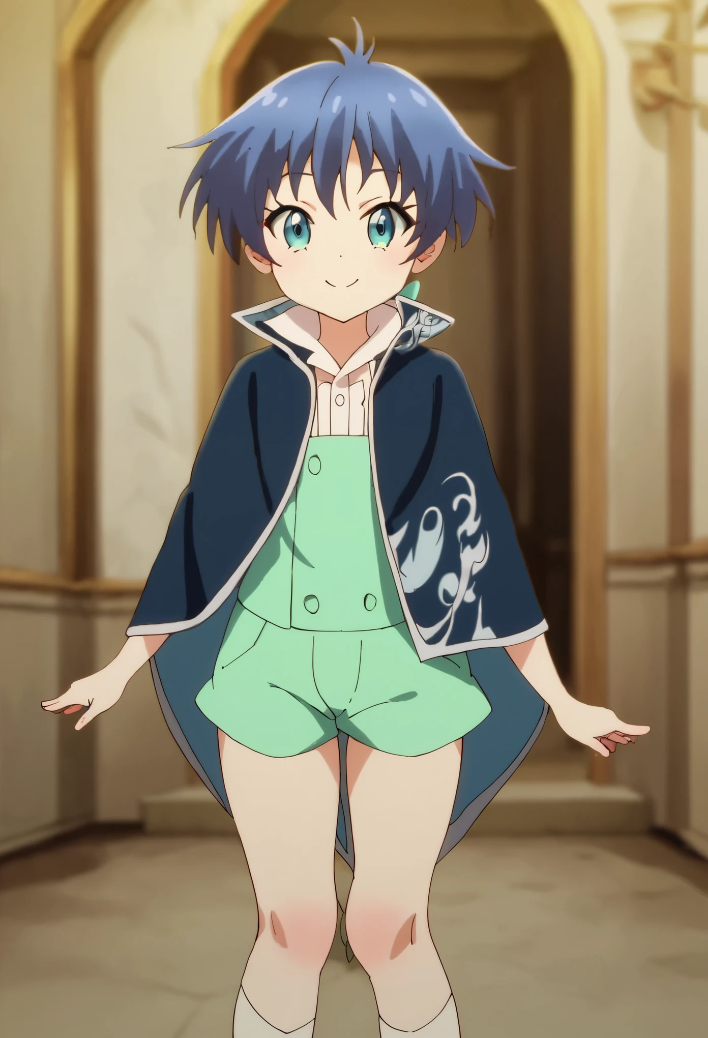 score_9, score_8_up, score_7_up, score_6_up, score_5_up, score_4_up, source_anime, BREAK
one small boy,lloyd ,vest, green shorts ,blurry,dark blue cloak,looking at viewer,male, male focus, blue hair,
inside, corridors, , vivid colors, , cute, young,
masterpiece, high quality, very_high_resolution, large_filesize, full color,