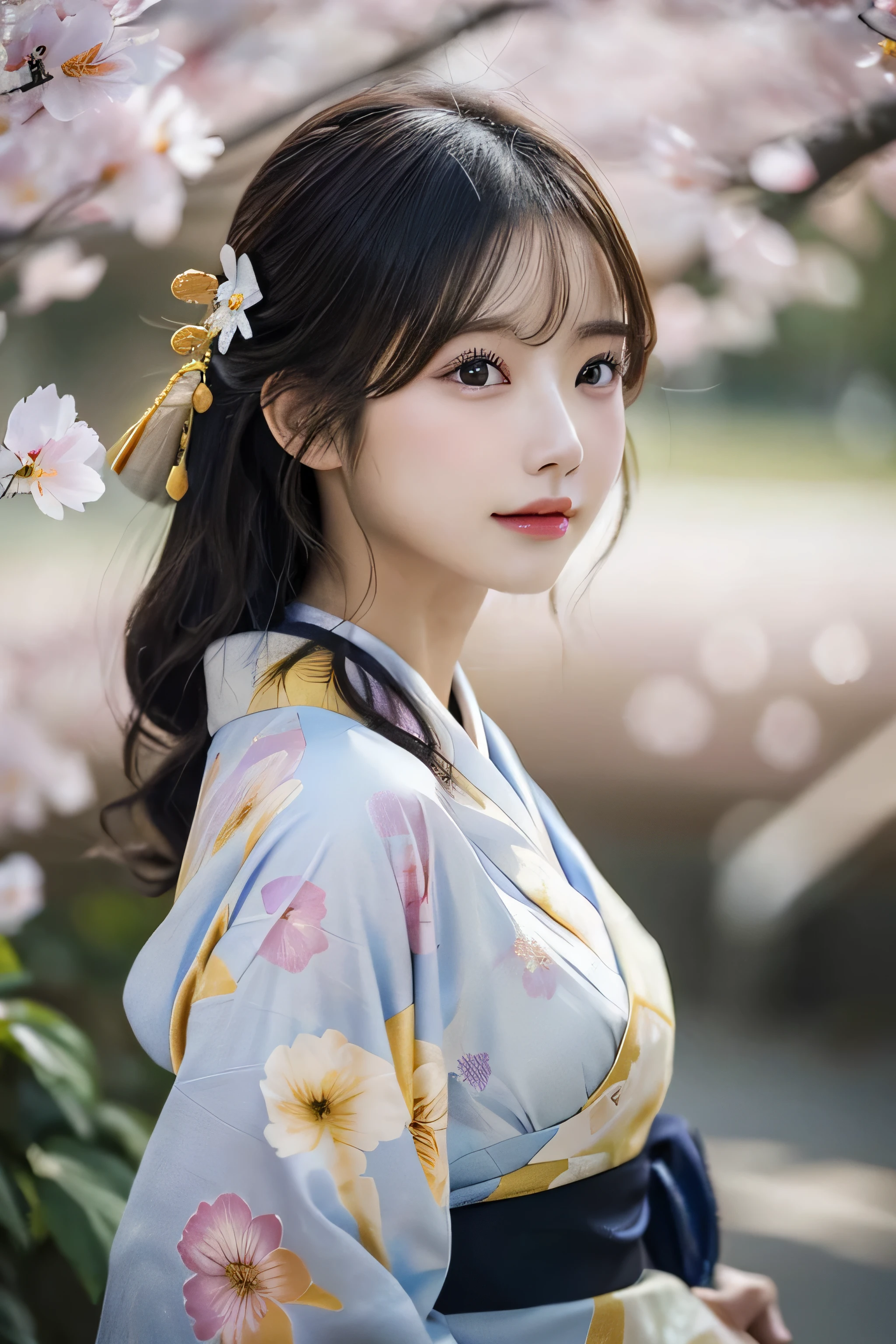(Kimono)、Random Shots、、、randome pose、(Petals flutter:1.3)、(Wind:1.3)、(top-quality,masterpiece:1.3,超A high resolution,),(ultra-detailliert,Caustics),(Photorealsitic:1.4,RAW shooting,)Ultra-realistic capture,A highly detailed,high-definition16Kfor human skin、 Skin texture is natural、、The skin looks healthy with an even tone、 Use natural light and color,One Woman,japanes,,kawaii,A dark-haired,Middle hair,(depth of fields、chromatic abberation、、Wide range of lighting、Natural Shading、)、
