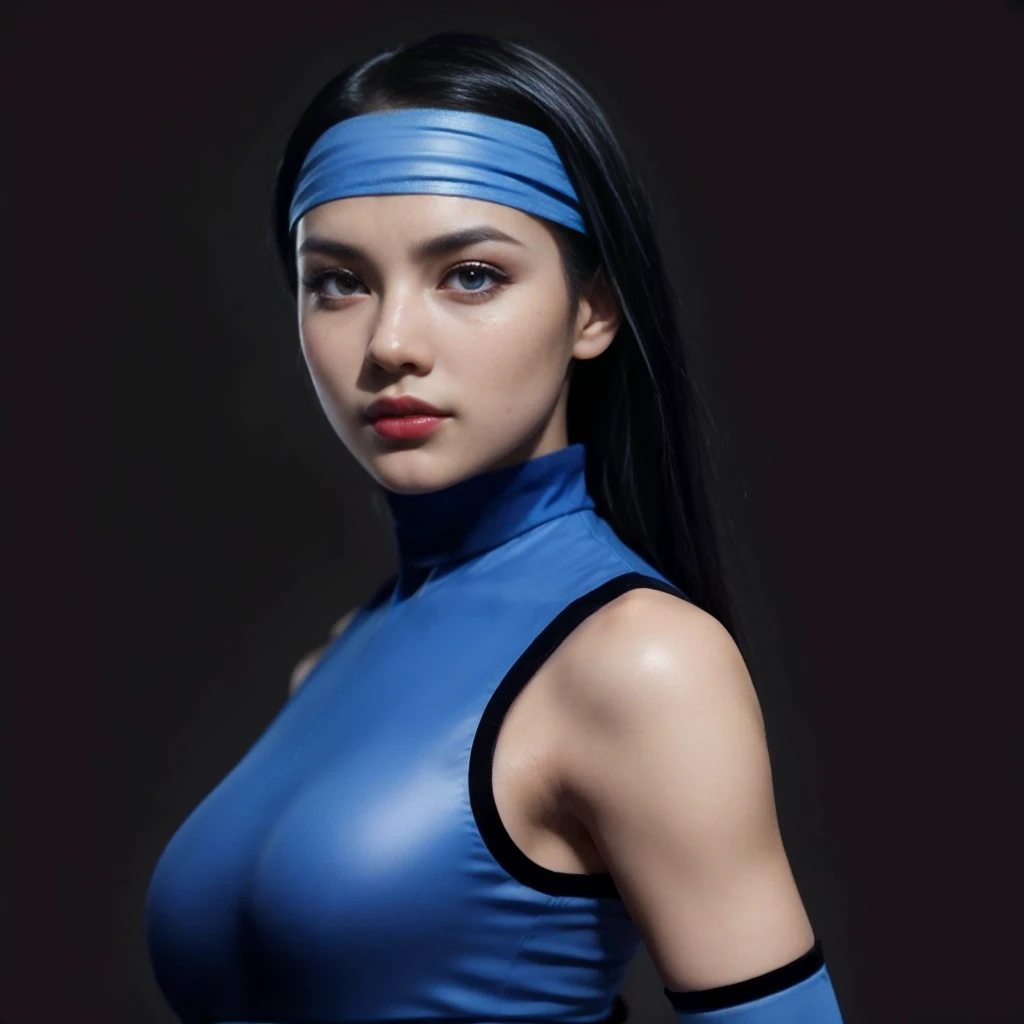 "KITANA", beautiful eyes, (best quality, ultra-detailed), (realistic:1.37), beautiful and detailed face, ultra-realistic texture, delicate face, delicate body, red lipstick, bright colors. High definition, 8K.