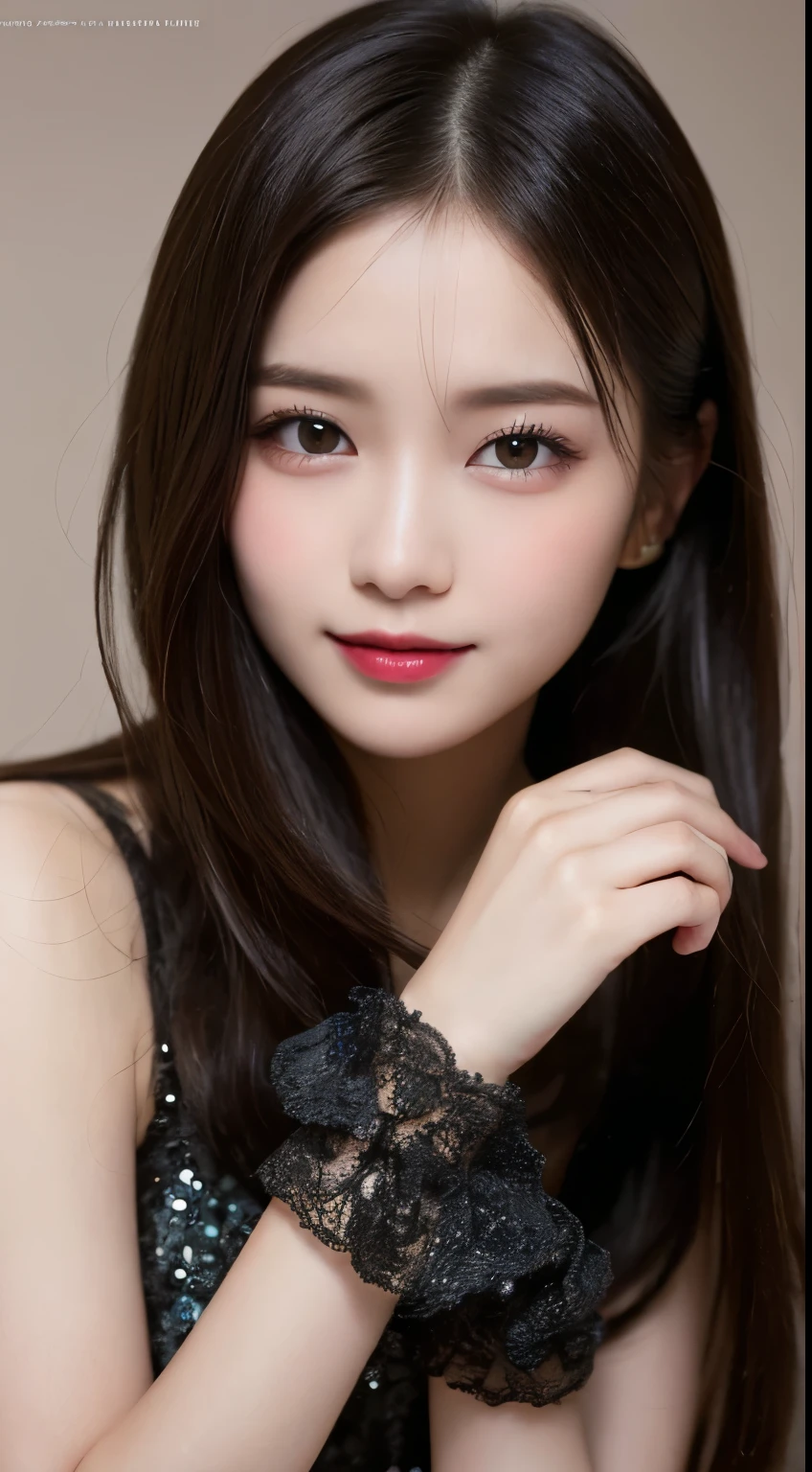 Tabletop, highest quality, shape, Very detailed, finely, High resolution, 8k wallpaper, 完璧なダイナミックな構shape, Beautiful and exquisite, Nice spring clothes,Beautiful straight hair,Small breasts,Natural color lip, 20-year-old girl、cute、sexy shot looking at camera,Always blur the background,Perfect and beautiful face、Slim face and figure,Big eyes、Putting on gal makeup,Actual Photos(Best image quality)、Sexy Face、Fashion magazine model pose、A shy smile、Cyberpunk Fashion、squat