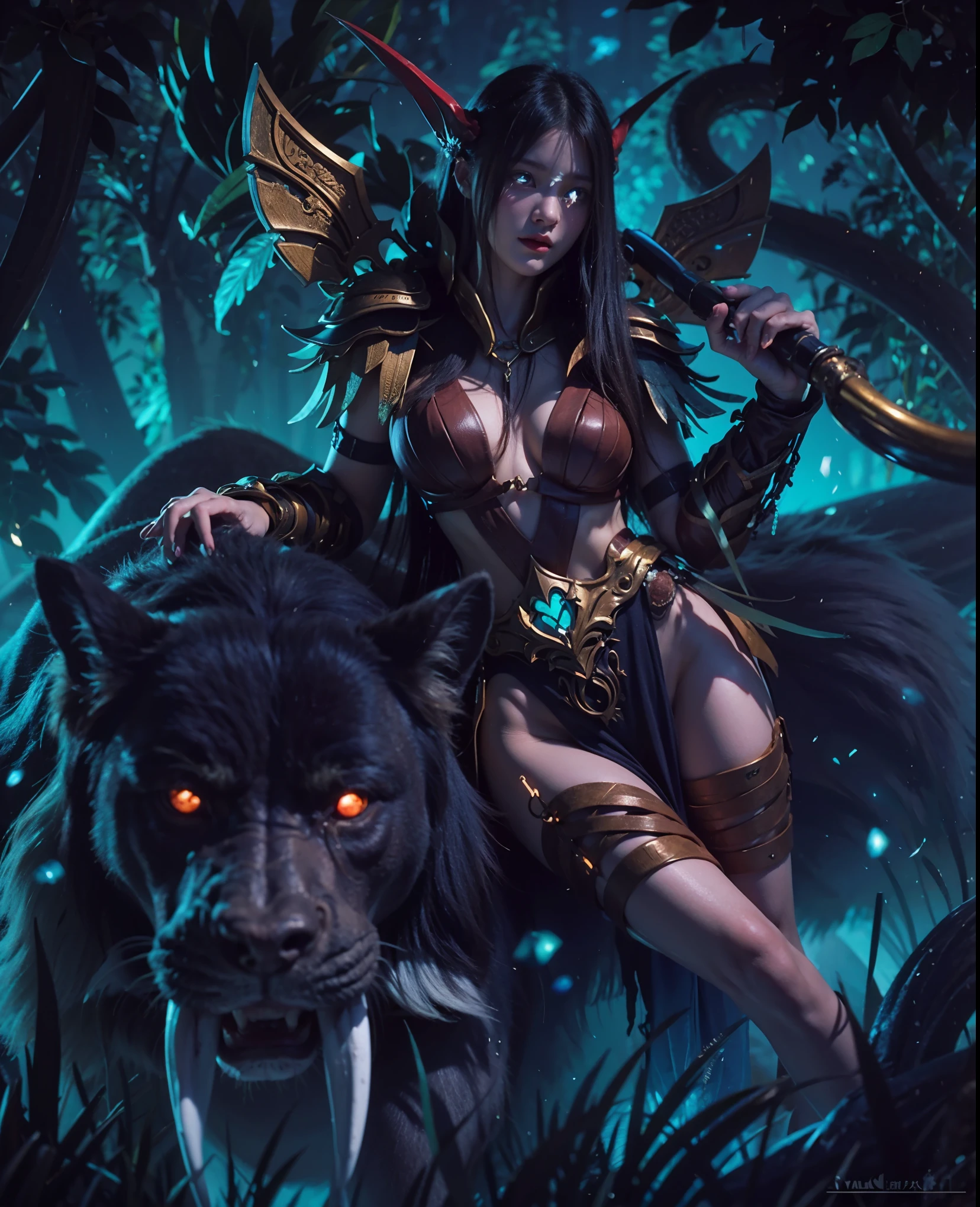 ((realistic: 1.5),((best quality)), ((masterpiece)),((detailed)), (1girl), {a beautiful female wearing a biquio}, (upper body: 1.3), super-wide-angle lens, focus on face, mature, sexy, toned muscles, long legs, curvy, bare feet, medium-grade breasts, open neckline, heaving breasts, thick thighs, wide hips, thin legs, blue eyes, long curly blood red hair, floting hair, long eyelashes, (detailed face, beautiful eye, detailed pupils, detailed clothing features, light background: 1.3), (Bindi, Jhumkas: 1.3), (Armlet, Haar, Payal, Maang Tikka, Jhumkas, Kamarband, Bangles: 1.3), mysterious ancient forest, lush forests, deep canyons, bridge, river, cliff, cloud, lakes, rock, waterfalls, flowers, grass, fog, vine, tree, smoke, best shade, bright details, sharp, perfect composition, intricate, sharp focus, dramatic, by Frank Frazetta, by Julie Bell, by Olivia De Berardinis, by Luis Royo,by boris vallejo, (specular lighting:1.3),rim light, princesses, royal underwear, surrounded by a pack of wolves, looking at full moon in the sky, late at night