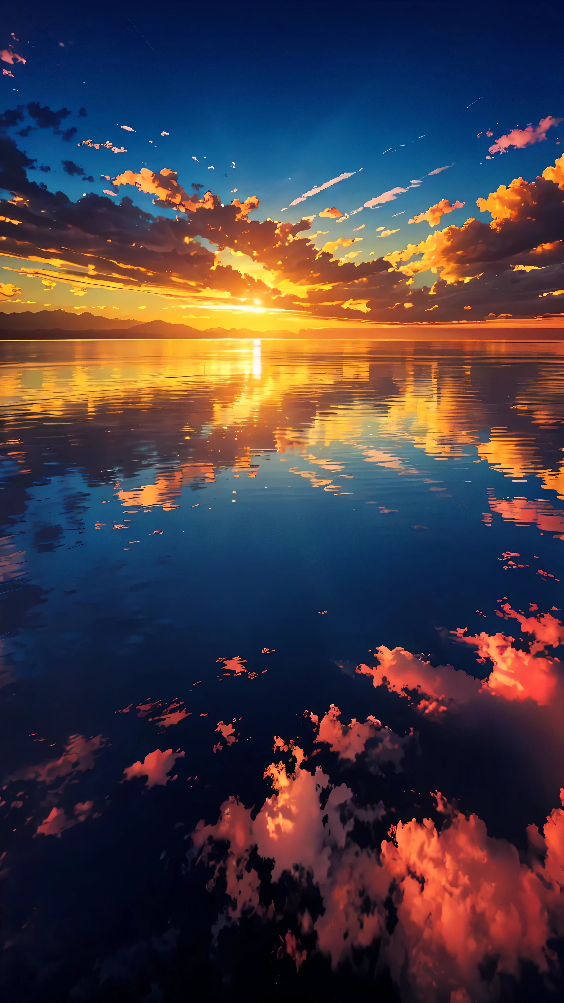 (Ultra-realistic:1.2), High resolution, (Bright colors, High resolution:1.1), (Sharp focus:1.1), (Physically Based Rendering:1.1), Tyndall effect, Colorful lights, (((Light shines through the gaps in the clouds))), Beautiful perspective, Contrasting Shadows, moving composition, Realistic landscape, unique configuration, Soft texture, Intricate details, Mysterious atmosphere, An artistic exploration of light and shadow,Golden dazzling light、Sunlight reflecting off the salt lake、A world view that will captivate all who see it、