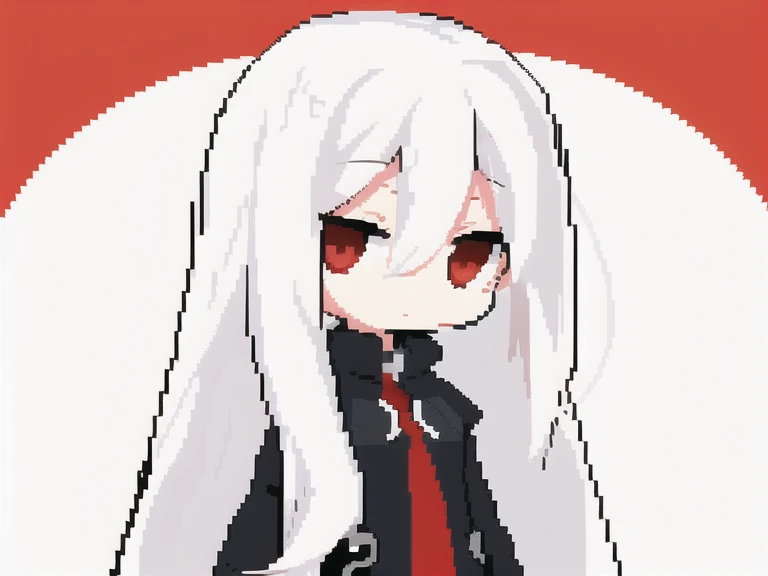 Pixel style is obvious，girl，Long hair，White hair，Red eyes，Quiet，Dot plot，avatar