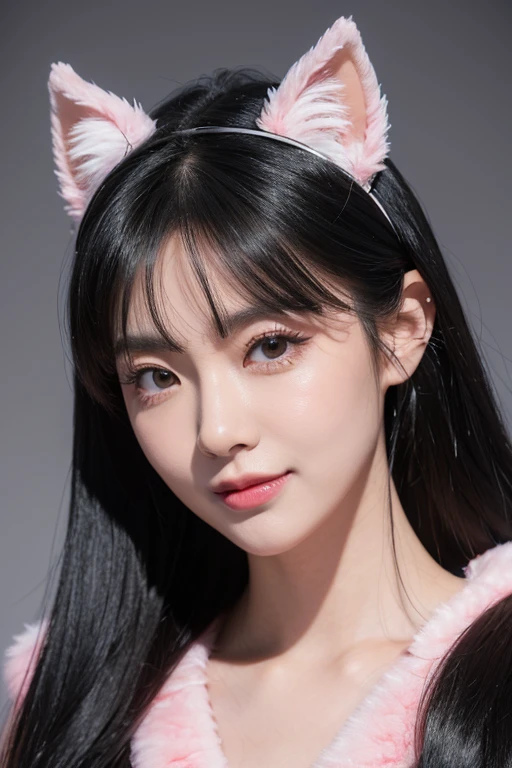 black hair, hair bobbles, wince, longeyelashes, solid circle eyes, fake animal ears, light smile, ear blush, fang, ccurate, Surrealism, drop shadow, anaglyph, stereogram, tachi-e, pov, atmospheric perspective, high detail, cinematic lighting, character chart, letterboxed, 8k, super detail, best quality, 8k, 8k, super detail, super detail, super detail, highres, award winning