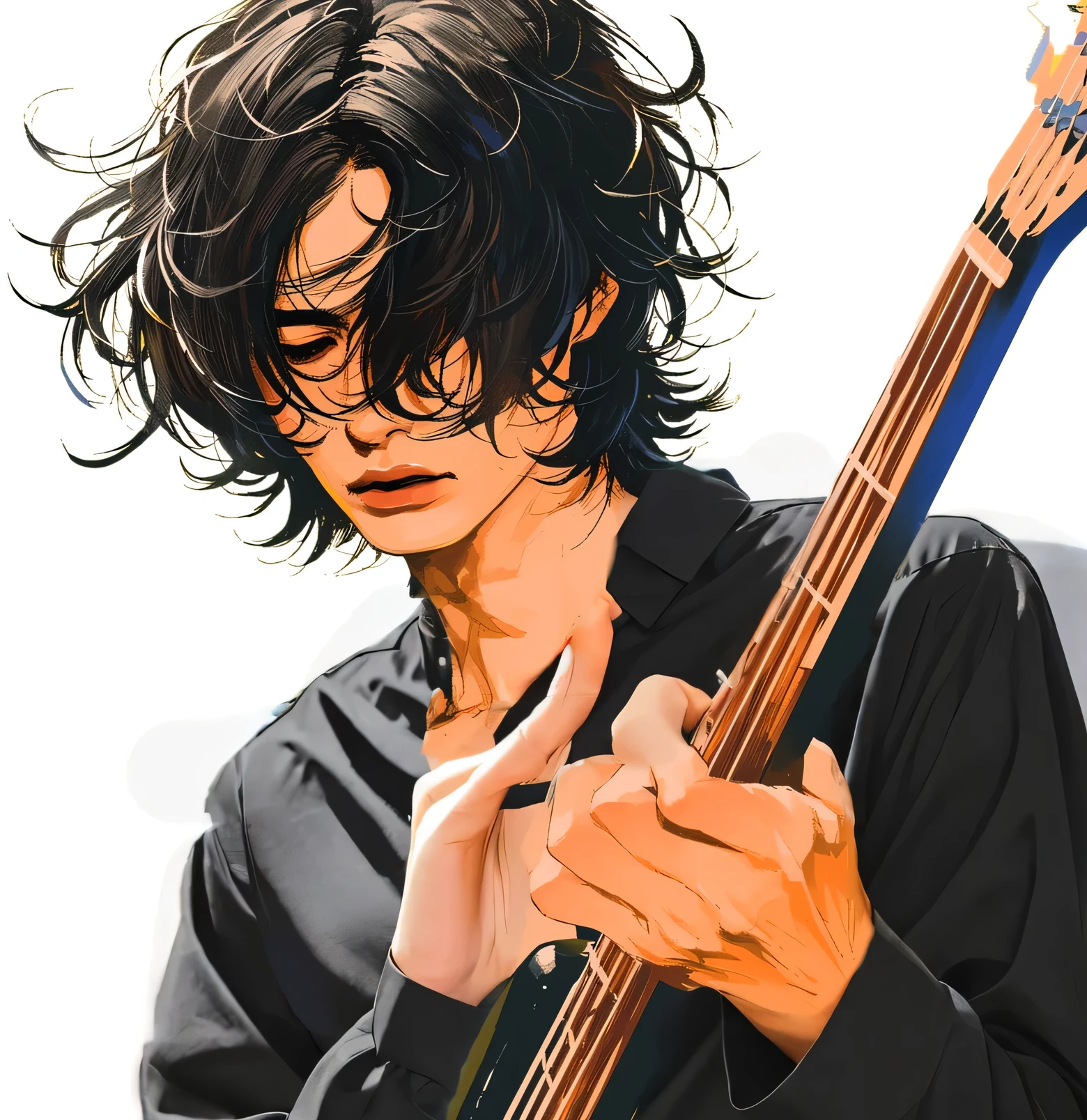 anime,He is wearing a black long-sleeved shirt,