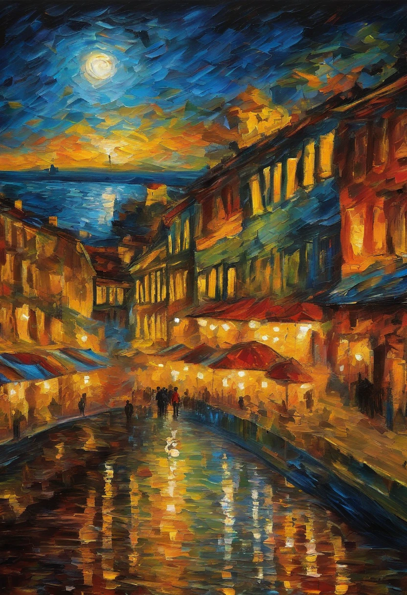 Van Gogh'Painting style, Hong Kong Victoria Harbor night view, Amazing fireworks, Color Field Painting, many, Impressionism, Chiaroscuro, Vanishing Point, Wide Shot, Ultra Wide Angle, 8k, Super detailed, Accurate, highest quality, masterpiece, highest quality