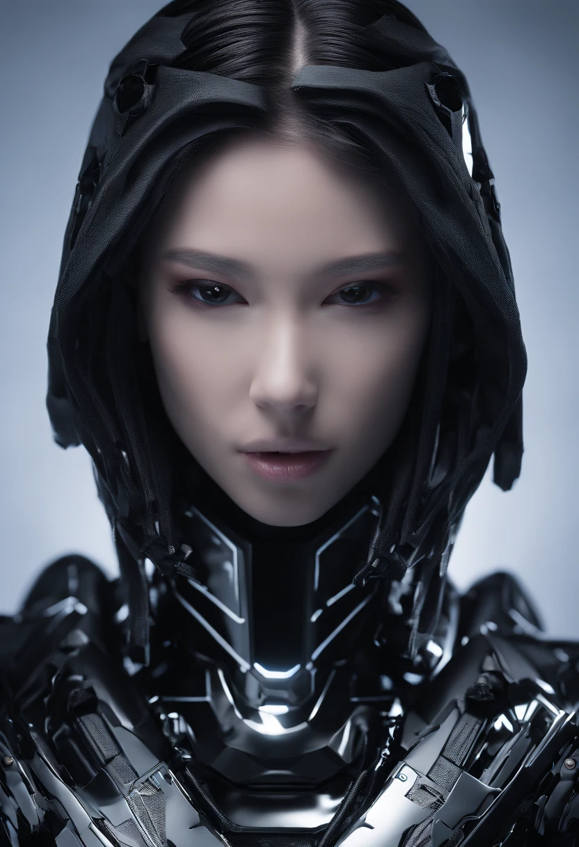 Photo of a humanoid artificial intelligence with natural skin, long, flow, and thick hair, Sharp eyes, Thin and upturned nose, Lip Plumpness, Hourglass figure, Typical clothes and makeup, Intricate details, energetic, vivid, epic, Smooth, Movie, 4k, Backlight, and deep depth of field
