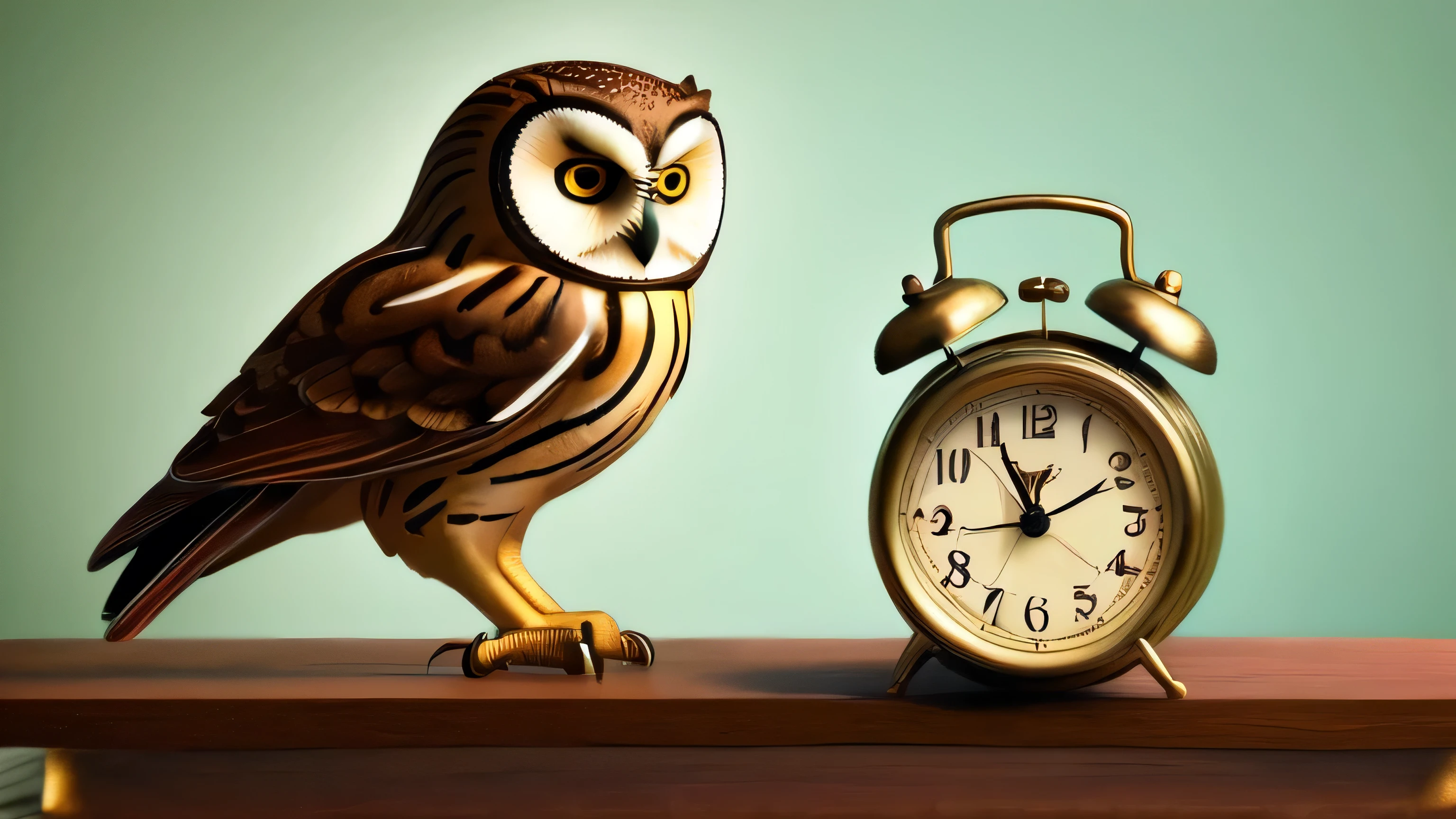 Antique alarm clock and owl