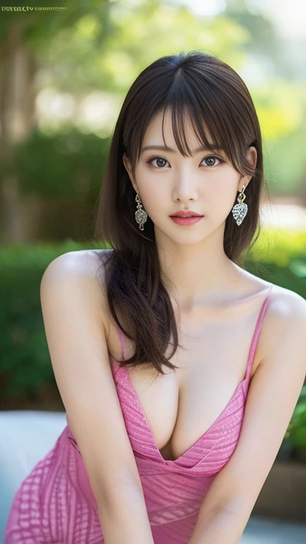 Anime-style woman, thin, thin, whole body, Full of tattoos, Lots of earrings, Beautiful and shiny hair, Rainbow Eyes, Slanted Eyes, Wavy Hair, Kind and charming, Expose your shoulders, Delicate and sexy collarbone, Attractive oval face, double eyelid, Pink Lips, Small Nose, Concentrated face, Ultra-high resolution, Very detailed, Graceful posture, Nice, ultra-thin, Dubatta pattern body paint, Glowing Skin, Realistic Background, sunlight