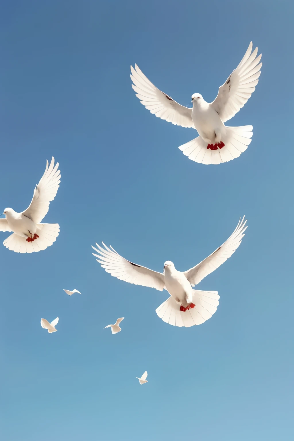 White doves flying freely in the sky, representando paz, freedom and the Holy Spirit
