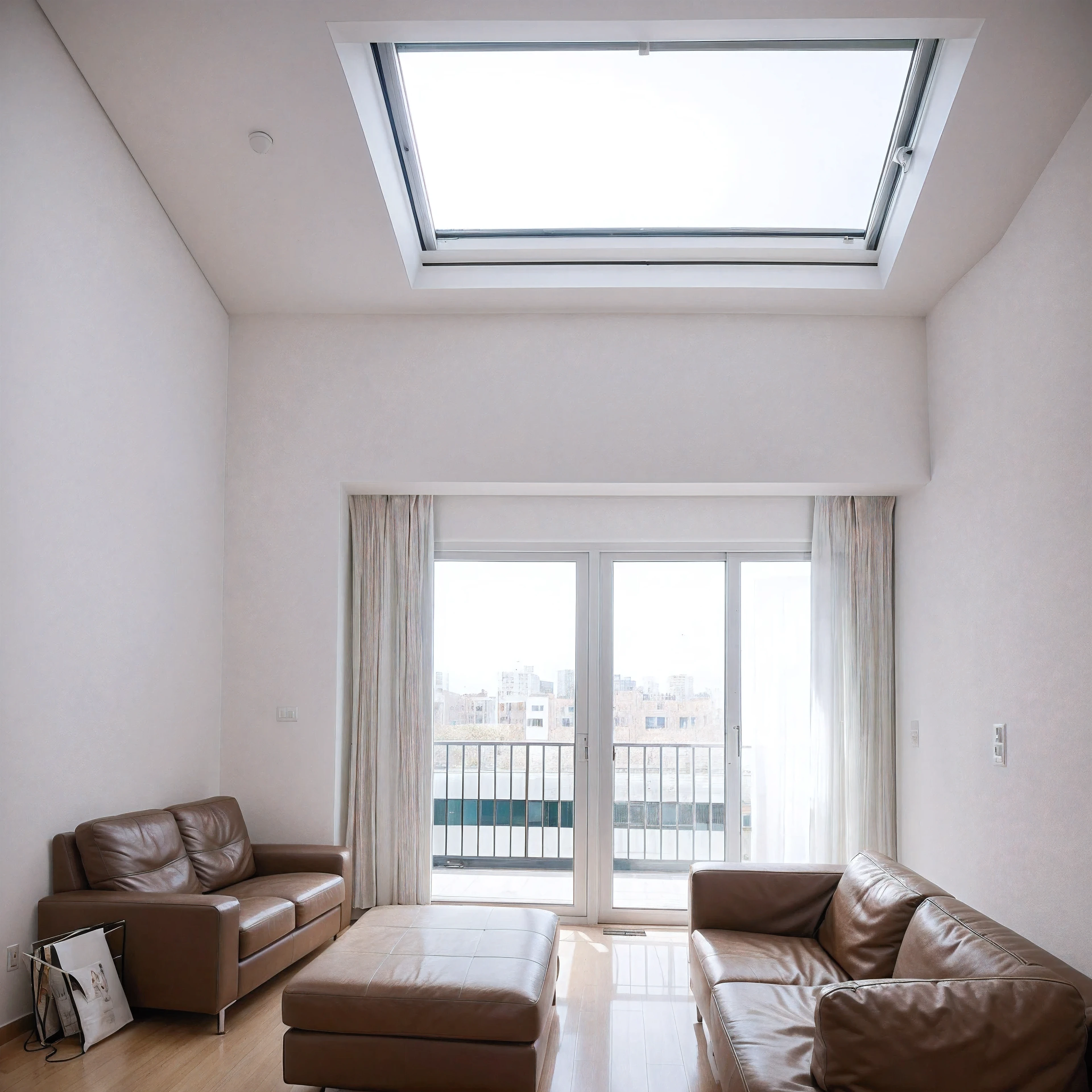 highest quality，masterpiece，interior design，unmanned，Modern Style，living room，window，Daytime，sunlight、Studio、Apartment、The walls are white、There is nothing in the room