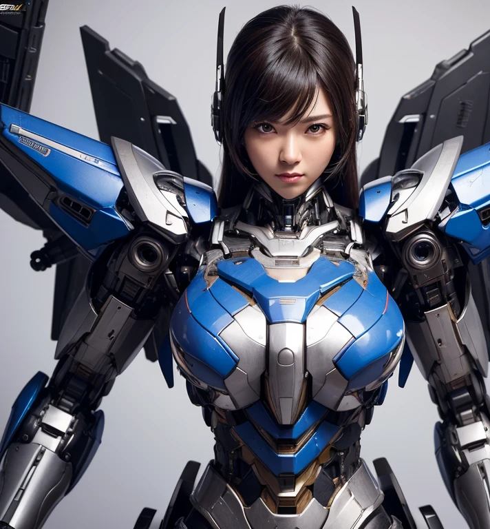 Textured skin, Super Detail, high details, High quality, Best Quality, hight resolution, 1080p, hard disk, Beautiful,(Super Heroine),Oppai Missile,beautiful cyborg woman,Mecha Cyborg Girl,Battle Mode,Girl with a Mecha Body,She wears a battle cyborg mech with a weapon,Fulll body Shot