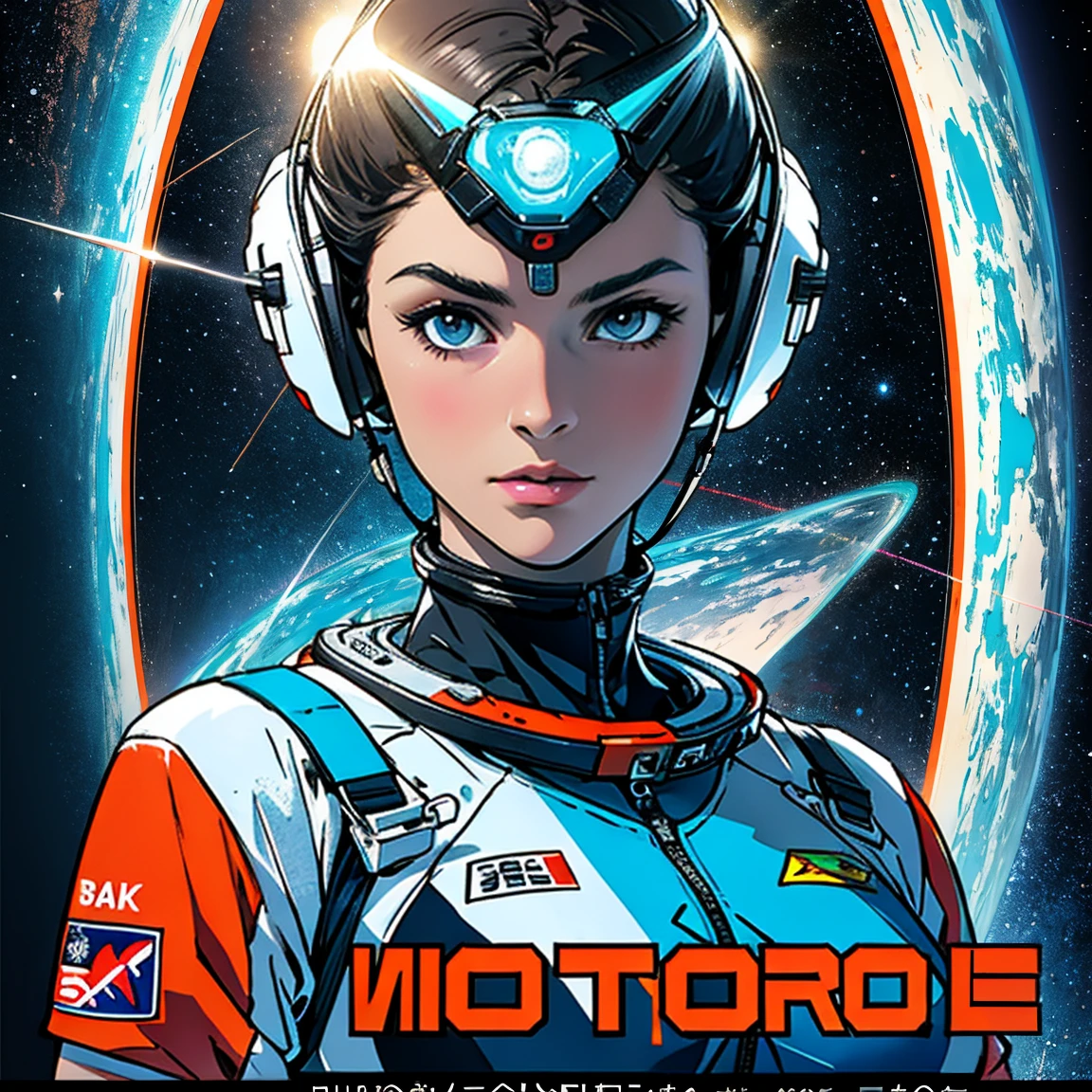 (((32k))),(((highest quality))),(Perfect One Woman),80's,old movie posters,retro,vintage,bauhaus,abstract,Space Thriller Movie Poster,Futuristic,shape,OK,cosmos,galaxy,satellite,mechanical,Geometric pattern,meteor,meteorite,planet,very delicate,Space Astronaut,Milky Way,big breasts,cleavage,rainbow,massive stream of light,flare,overlay,unreality,Extraordinary,