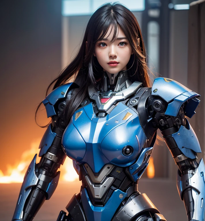 Textured skin, Super Detail, high details, High quality, Best Quality, hight resolution, 1080p, hard disk, Beautiful,(Super Heroine),Oppai Missile,beautiful cyborg woman,Mecha Cyborg Girl,Battle Mode,Girl with a Mecha Body,She wears a battle cyborg mech with a weapon,Fulll body Shot