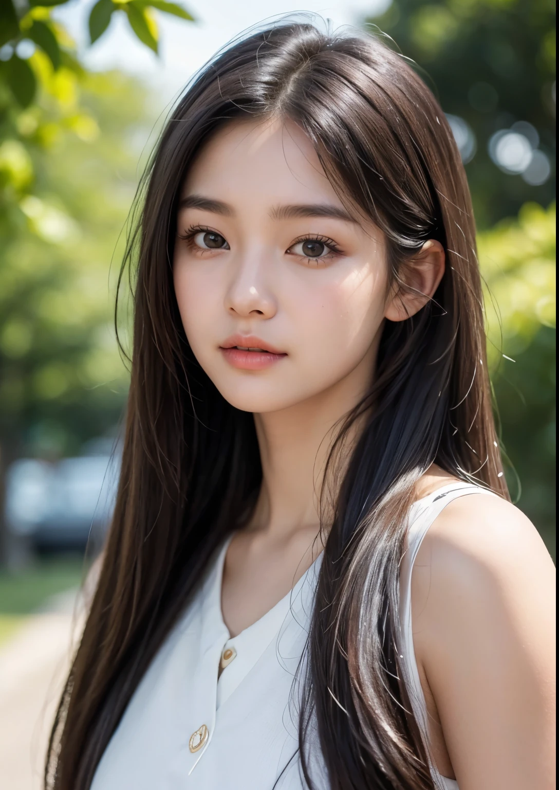 a pretty sweet Korean girl going to school,, long hair,beautiful detailed eyes,beautiful detailed lips,extremely detailed eyes and face,longeyelashes,soft lighting,natural skin,detailed hair, 1girl,high-quality,8k,realistic,photorealistic,vivid colors,masterpiece,elegant,cute,sweet,lovely,charming,beautiful,adorable