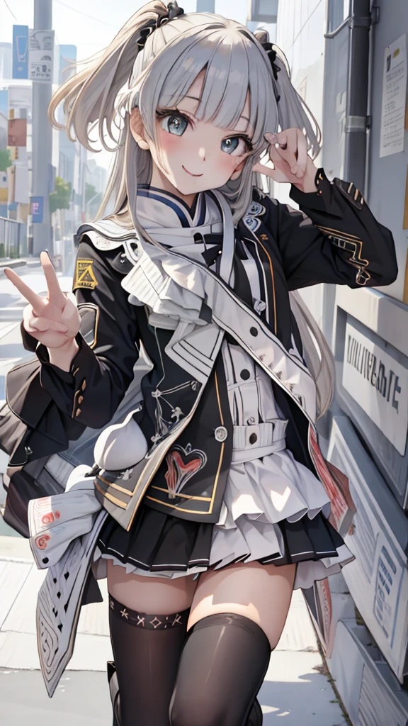 masterpiece、top-quality、The ultra -The high-definition、hight resolution、Transcendent Technique Illustration、perfect anatomia、8K、a beauty girl、a smile、Uniforms、Cute hairstyles、pretty pose