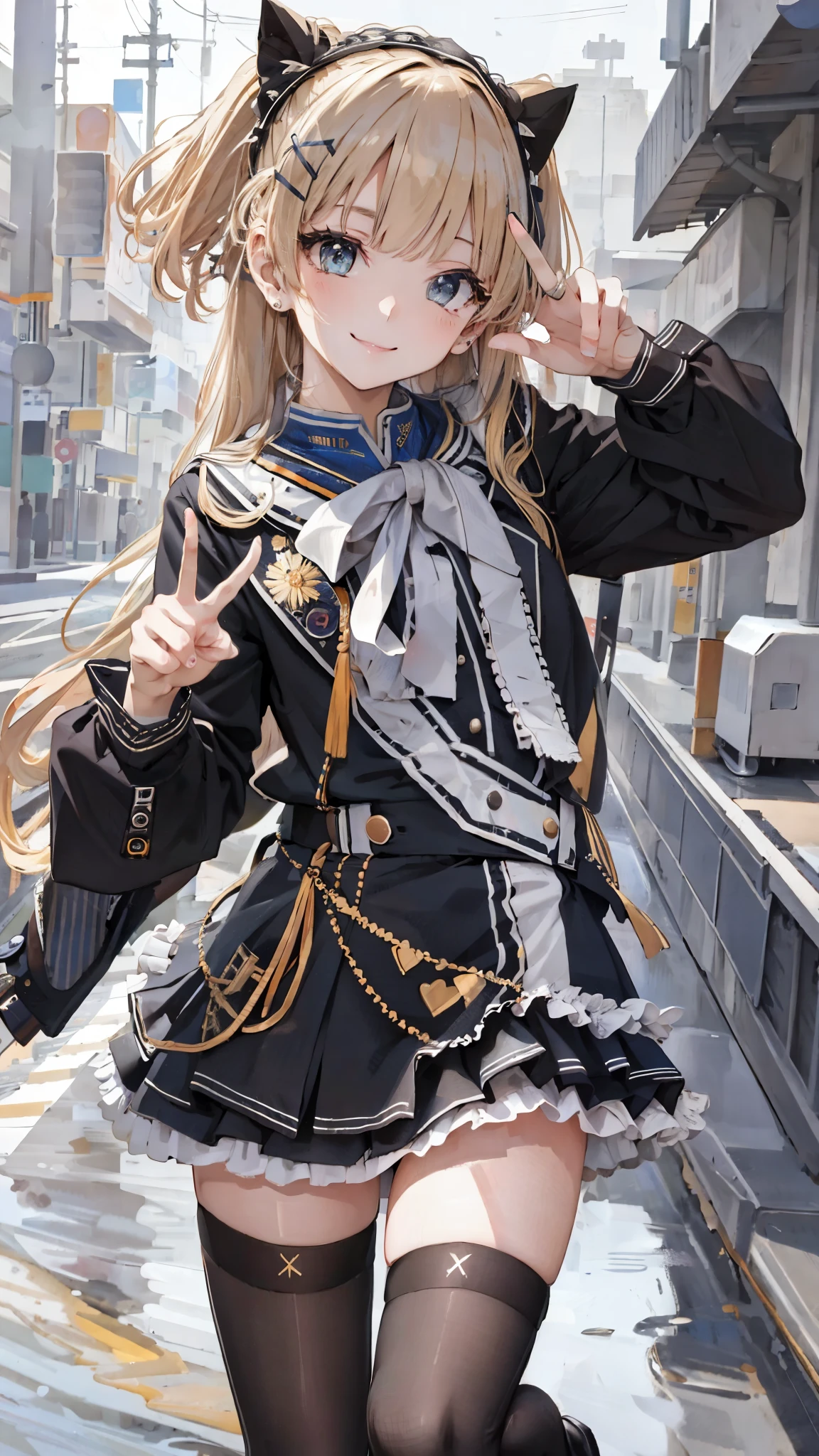 masterpiece、top-quality、The ultra -The high-definition、hight resolution、Transcendent Technique Illustration、perfect anatomia、8K、a beauty girl、a smile、Uniforms、Cute hairstyles、pretty pose