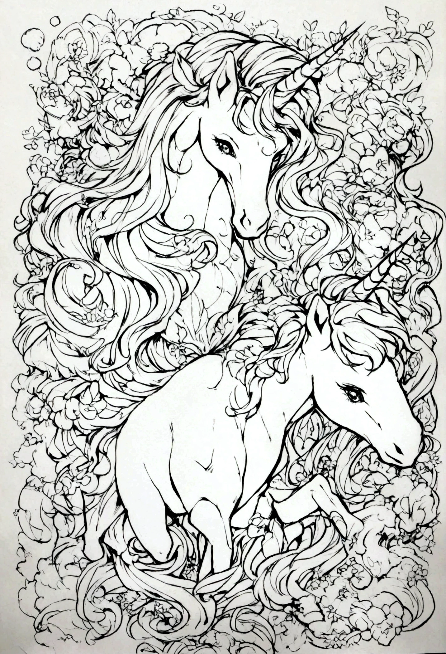 line art images of unicorns