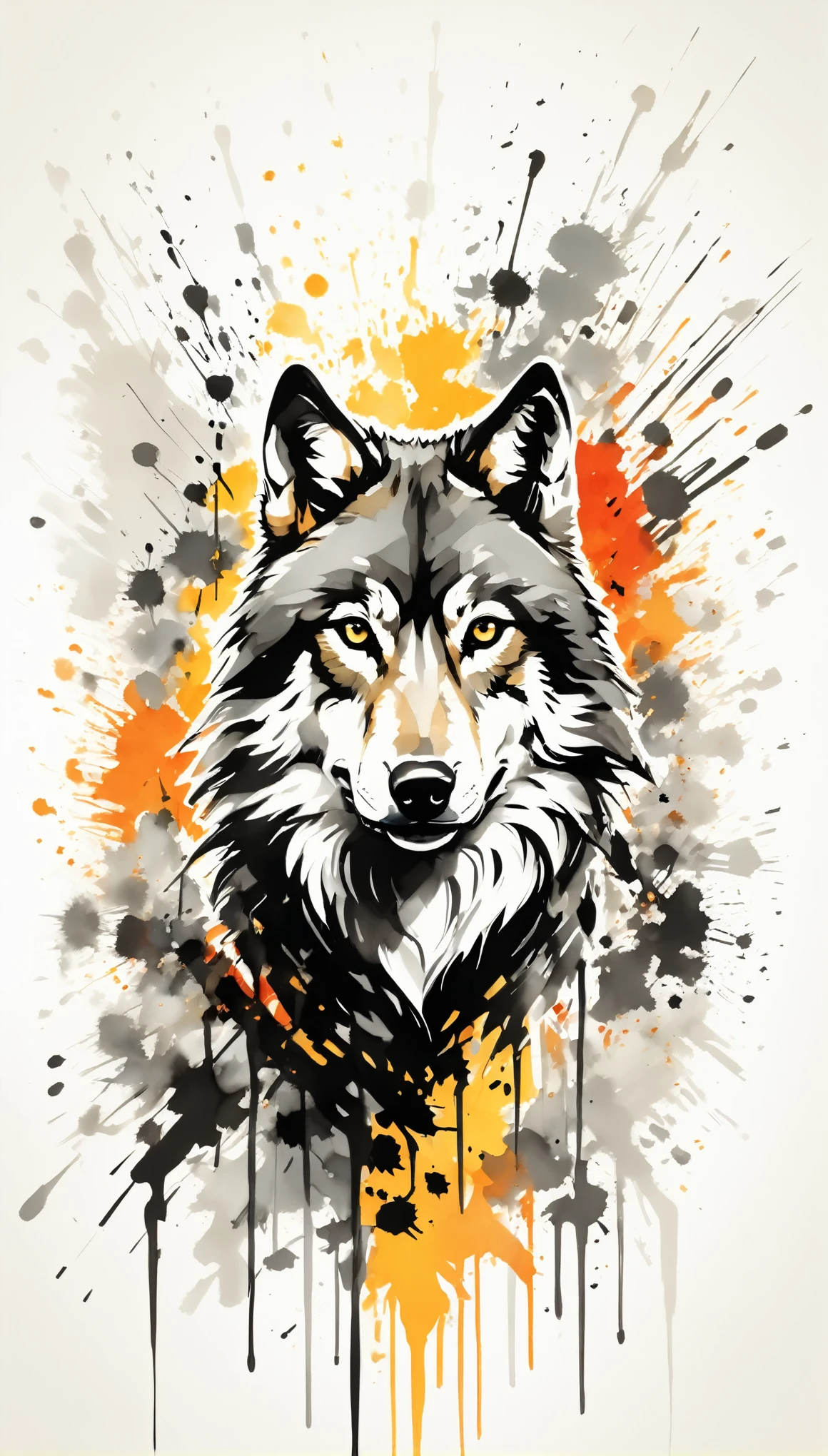 Vector Art, Colorful illustration with many North American gray wolves, In the center, Vibrant colors，Graffiti Art，ink splatter，Wild and unrestrained，rich and colorful，visual impact,Modern aesthetic super detailed,
