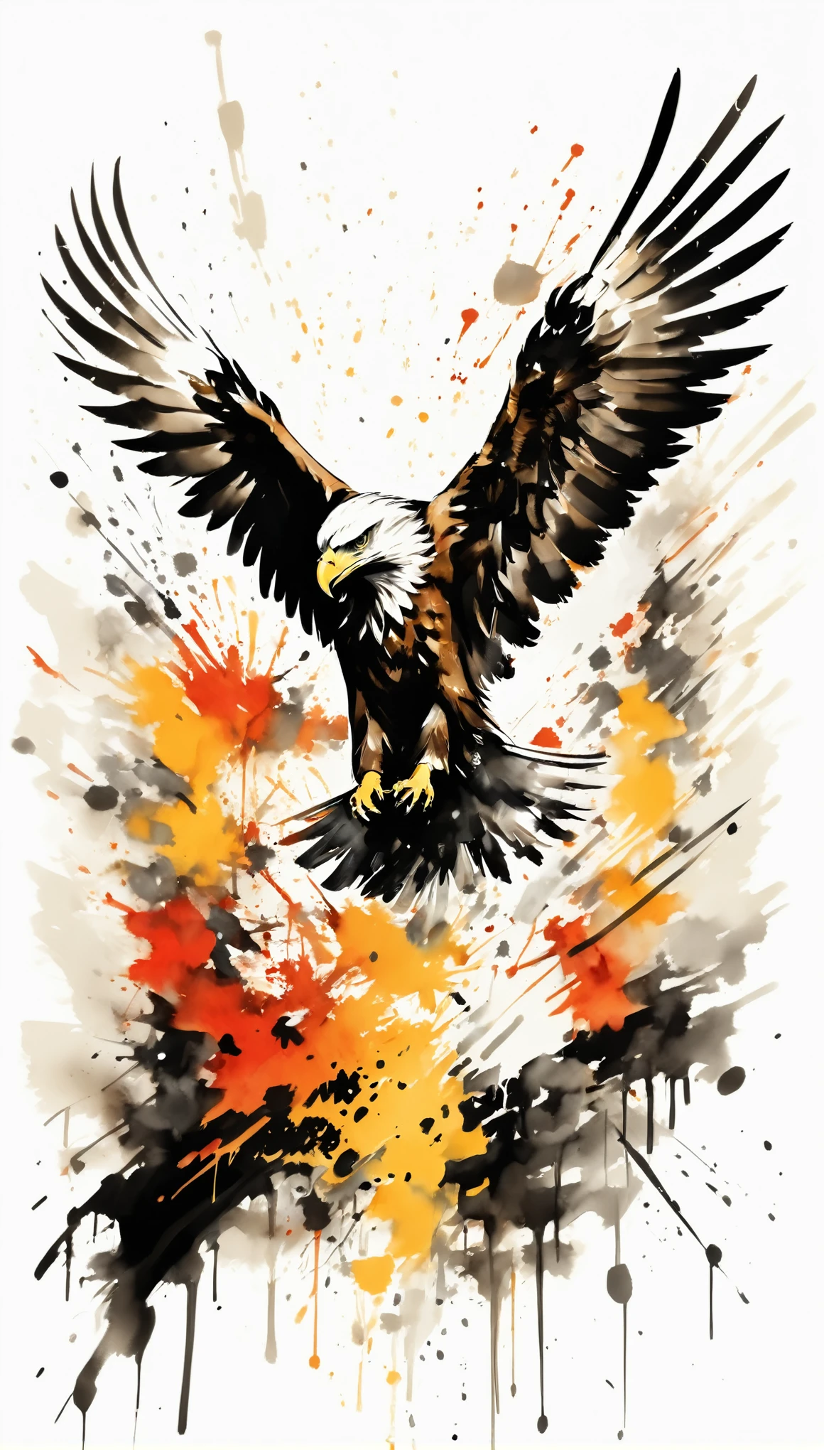 Vector Art, With many eagle color illustrations, In the center, Vibrant colors,Graffiti Art,ink splatter,Wild and unrestrained,rich and colorful,visual impact,Modern aesthetic super detailed,