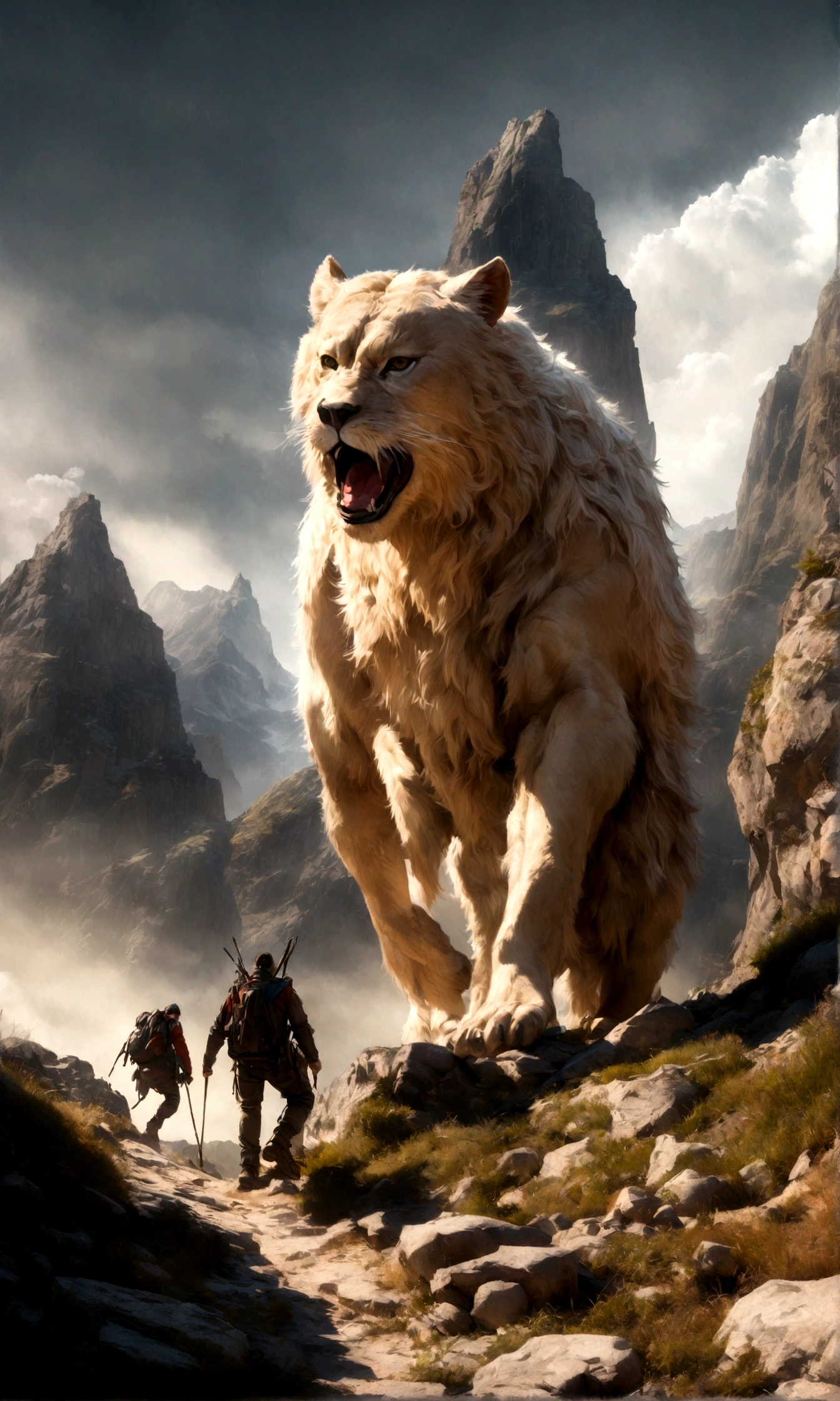 a person climbing a steep mountain, determined expression, snow-capped peaks, rocky terrain, adventurous, challenging journey, overcoming obstacles, personal growth, sense of achievement, dynamic action pose, dramatic lighting, vibrant colors, stunning landscape, cinematic composition, (best quality,4k,8k,highres,masterpiece:1.2),ultra-detailed,(realistic,photorealistic,photo-realistic:1.37),HDR,physically-based rendering,professional,vivid colors,dramatic lighting,cinematic