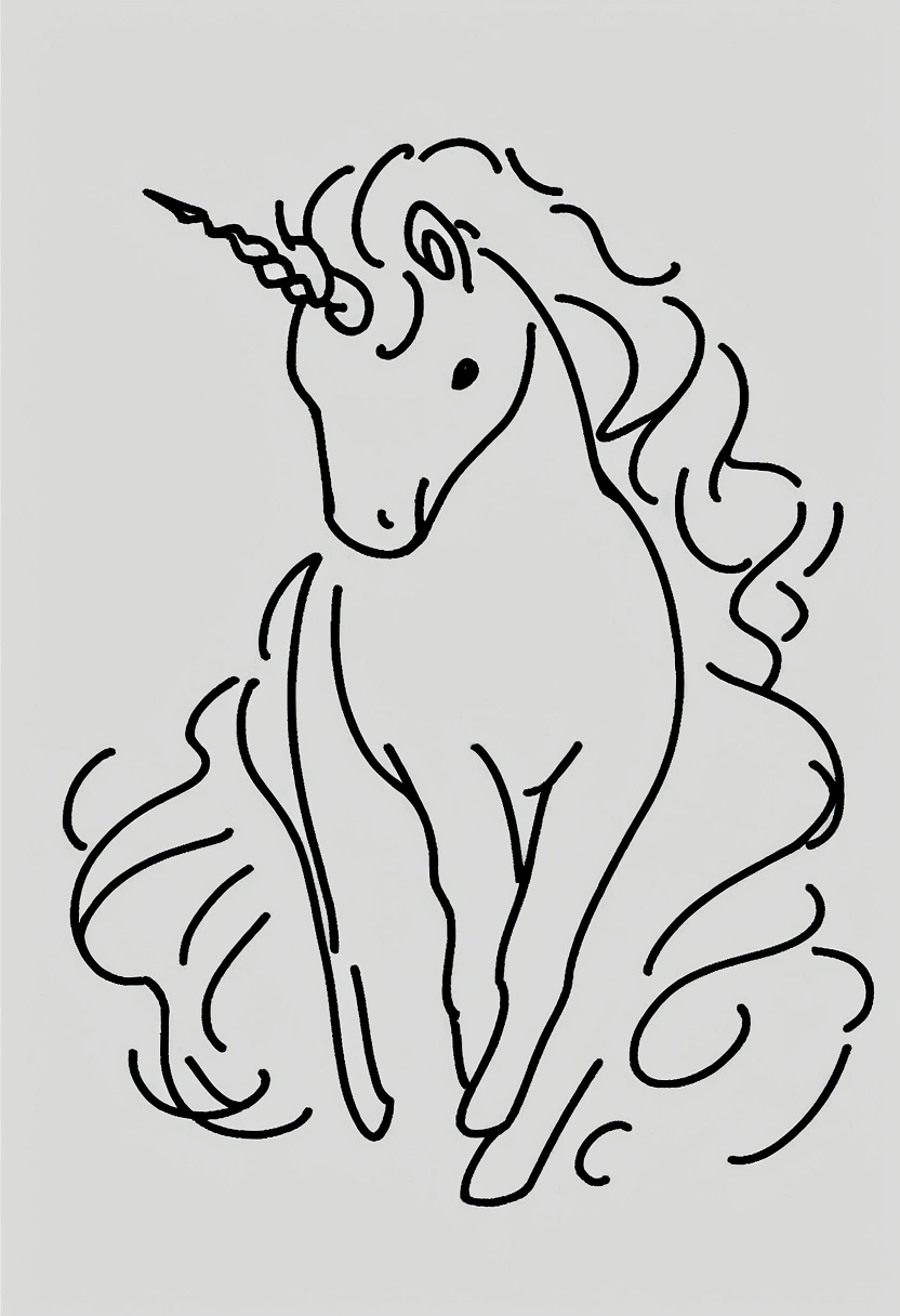 unicorns ,coloring page for kids, no color, white background