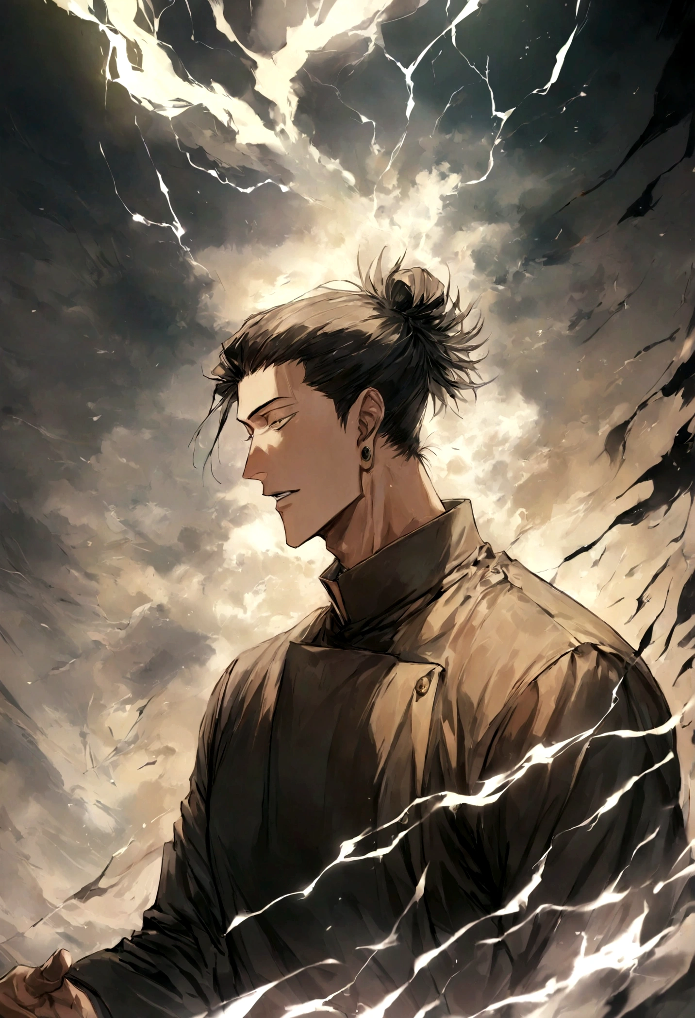 1 boy, Men&#39;s Center, Satoru gojou,Jujutsu Kaisen、Injury, electricity,, masterpiece, highest quality, so beautiful,